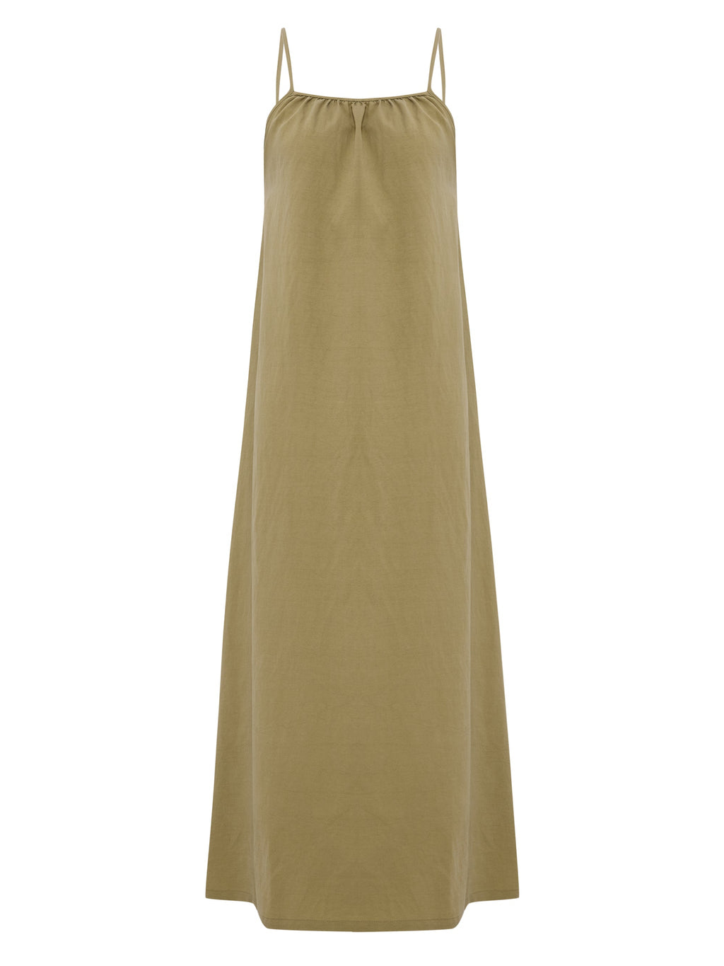 The Handloom Bliss Flow Maxi Dress Khaki Green