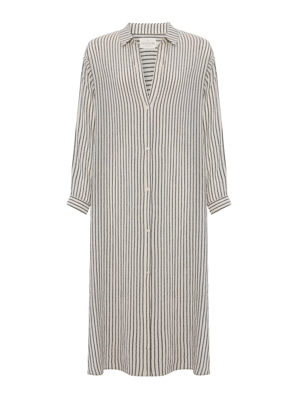 The Handloom Voyage Shirt Dress Black Stripes