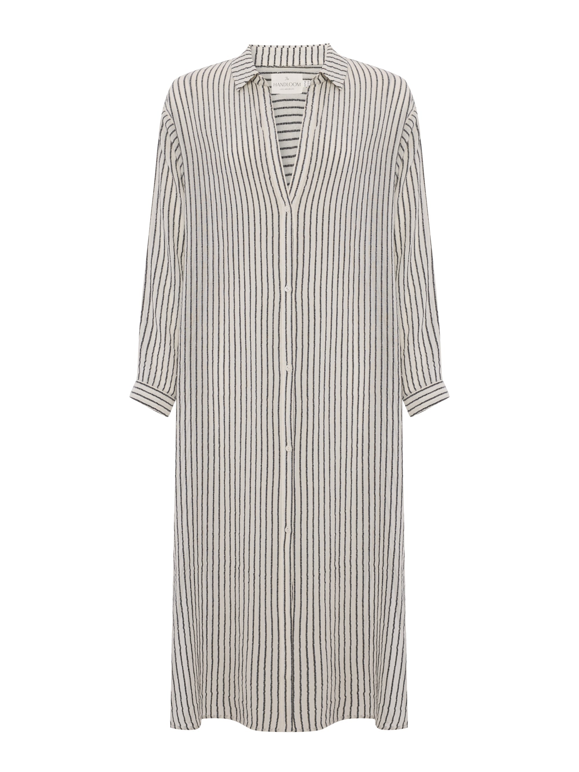 The Handloom Voyage Shirt Dress Black Stripes