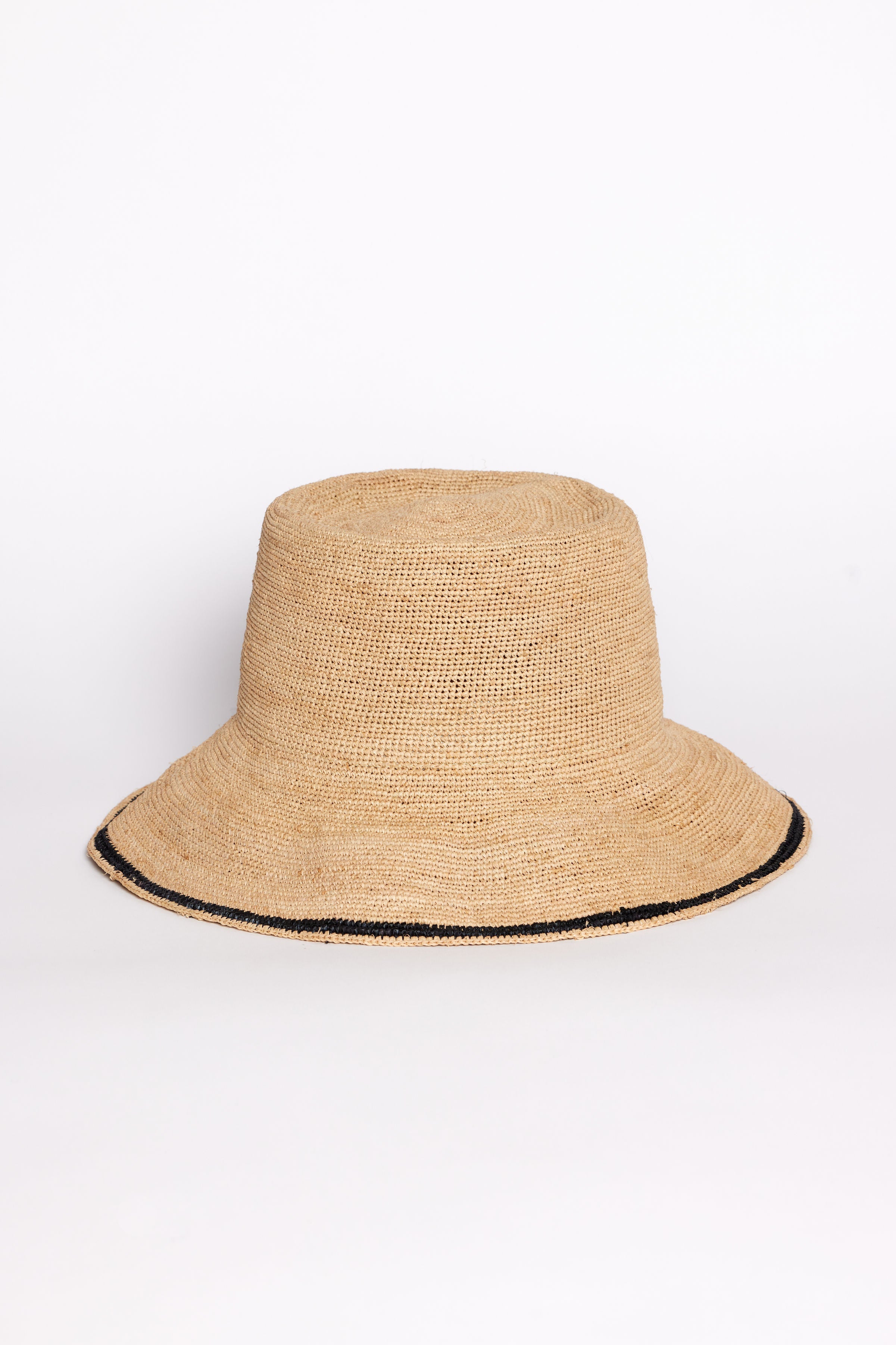 Hat Attack New York Stripe Modern Crochet Bucket, Natural/Black