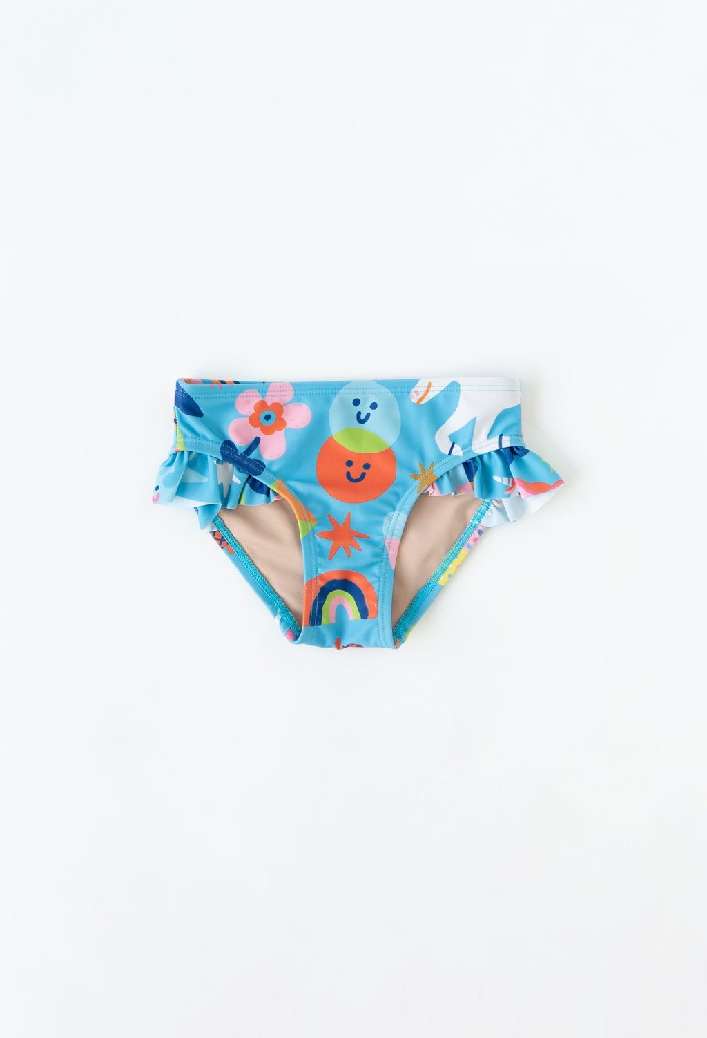 Coolibar Girls Ruffle Swim Bottoms Rainbows And Unicorns Upf50 Plus Fully Lined For Sun Safe Fun