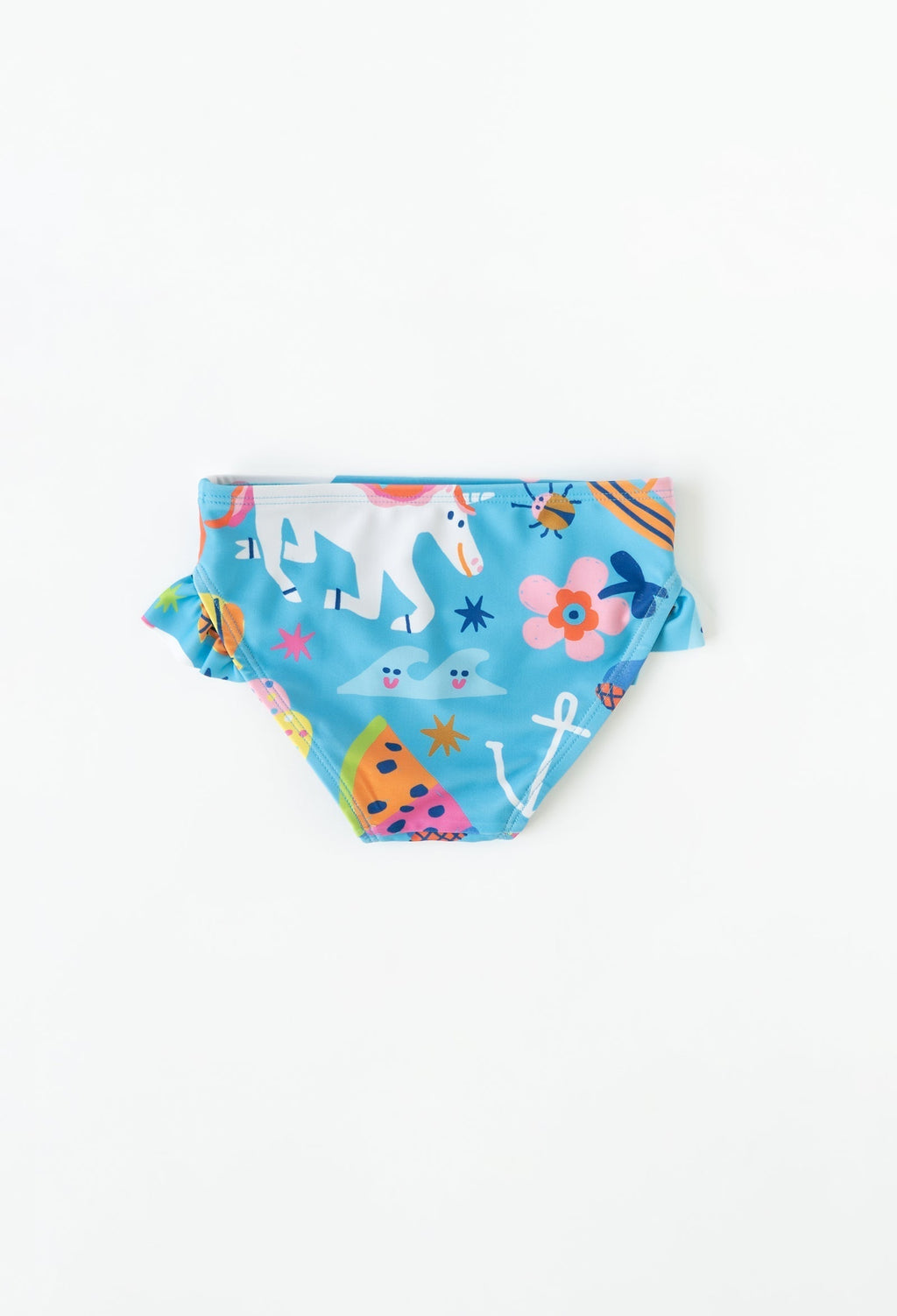 Coolibar Girls Ruffle Swim Bottoms Rainbows And Unicorns Upf50 Plus Fully Lined For Sun Safe Fun