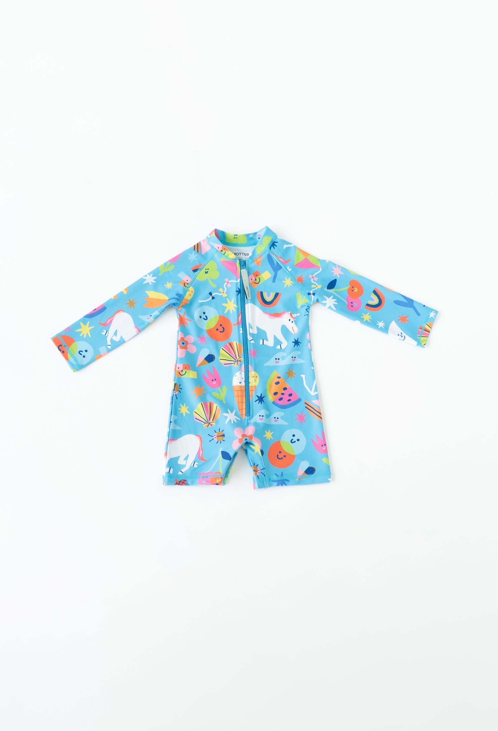 Coolibar Mini Taylor Baby Long Sleeve Sunsuit Upf50 Sun Protection Zip Front Inseam Snap Closures Easy Diaper Changes