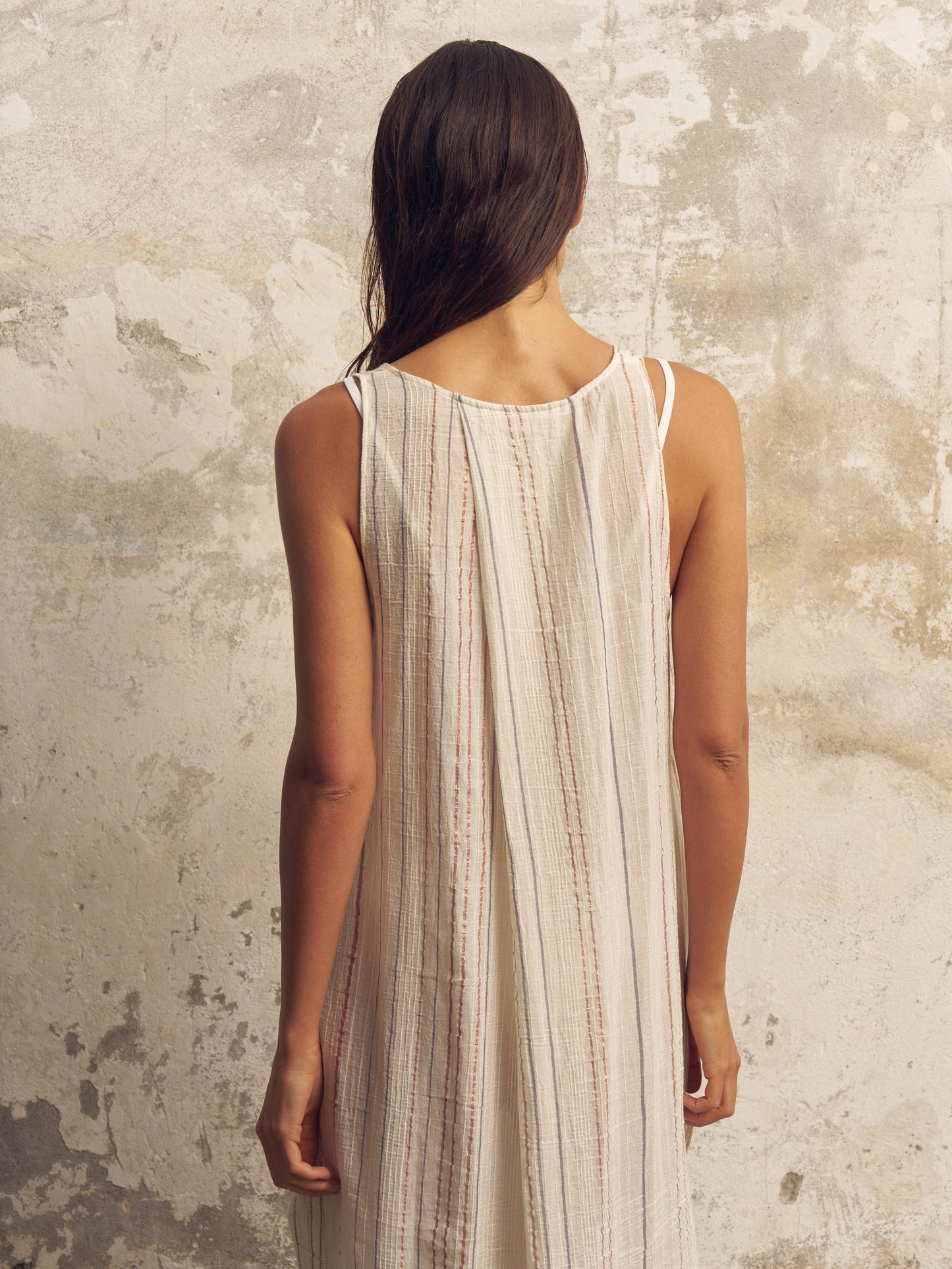 The Handloom Day Break Dress Natural With Stripes