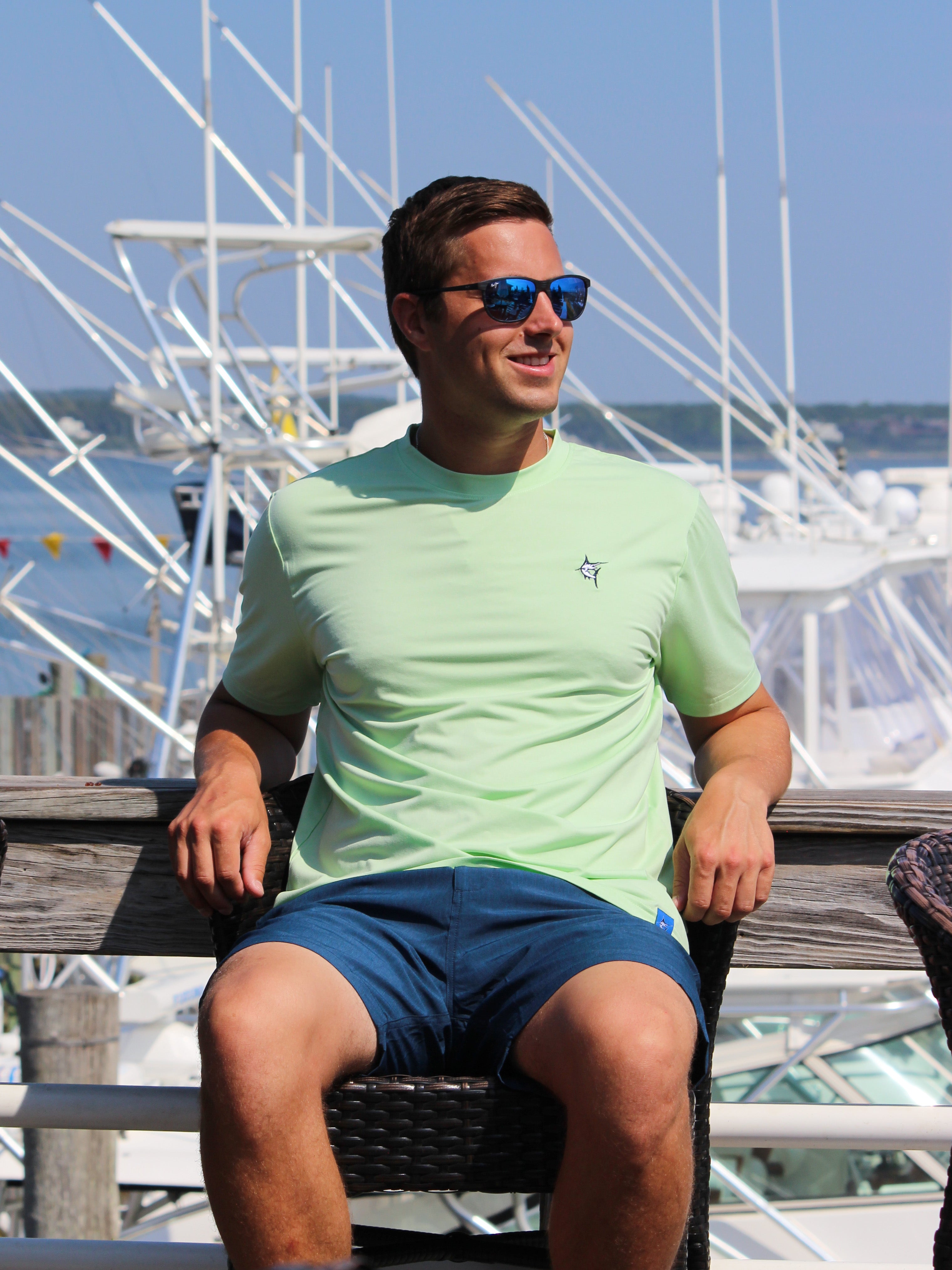 White Water Dockside Performance Tee, Green