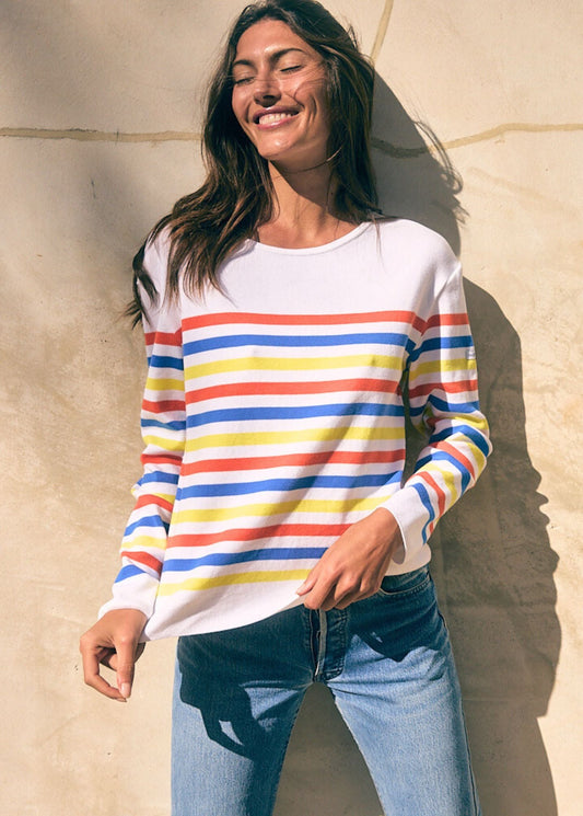 Saint James Ecrins Cotton Tricolor Striped Sweater In Coton For Women Cap Graphic