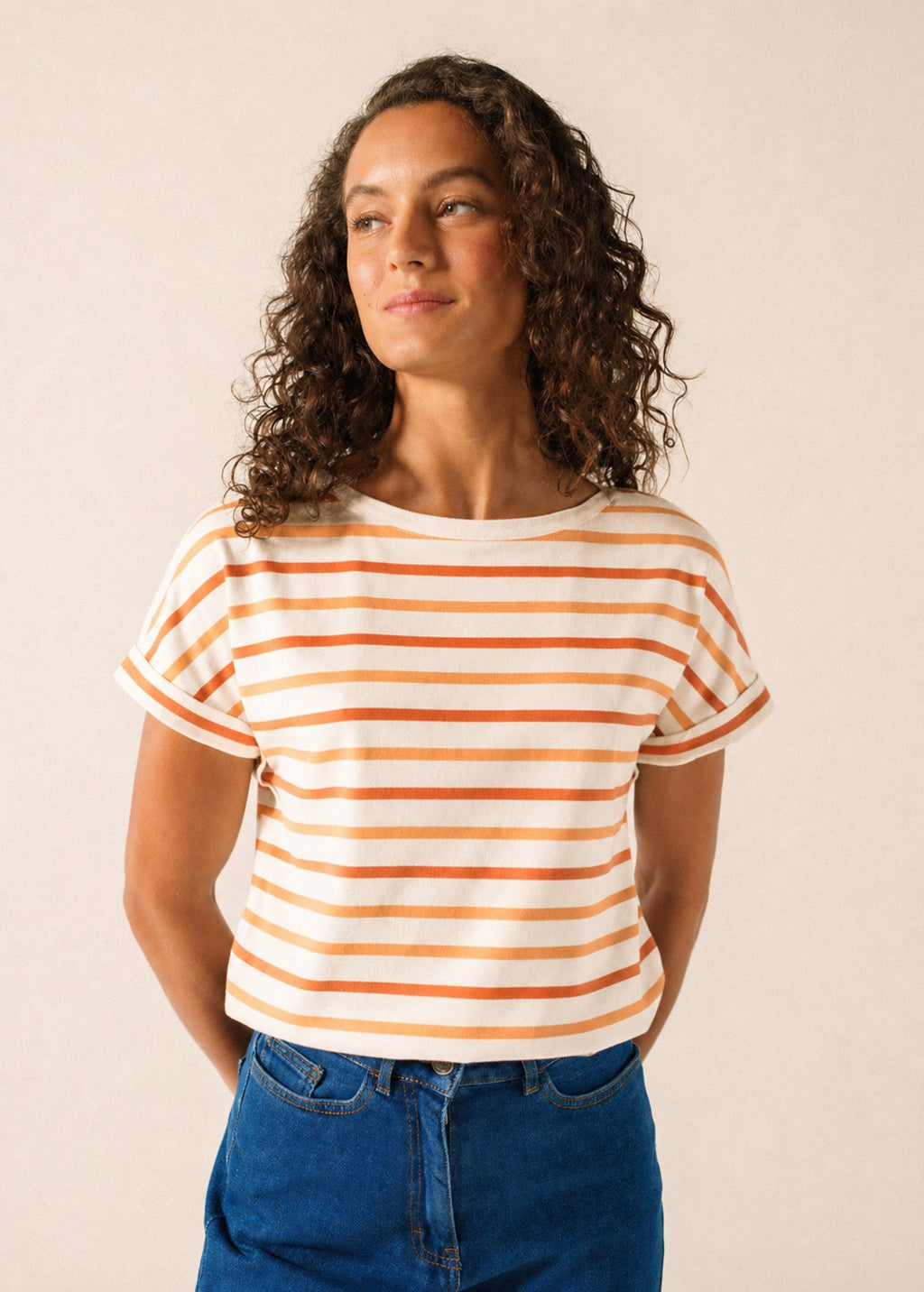 Saint James ELISE Boat Neck Striped T-Shirt (INTERWOVEN EARTH)