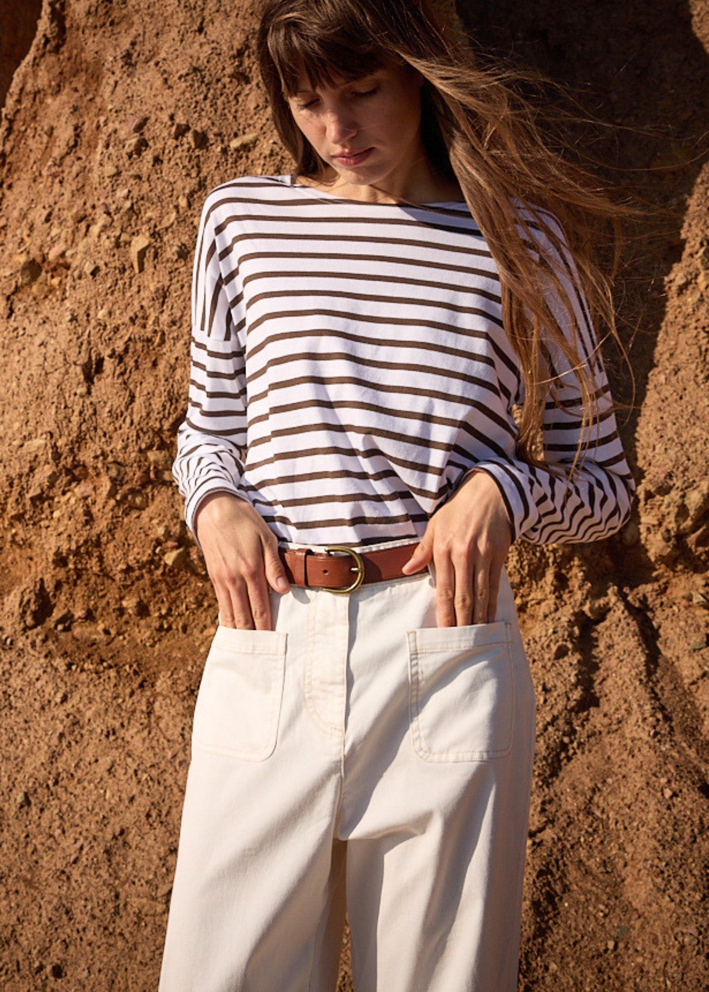 Saint James ENZA Cotton Twill Straight Leg Pants (IVORY)