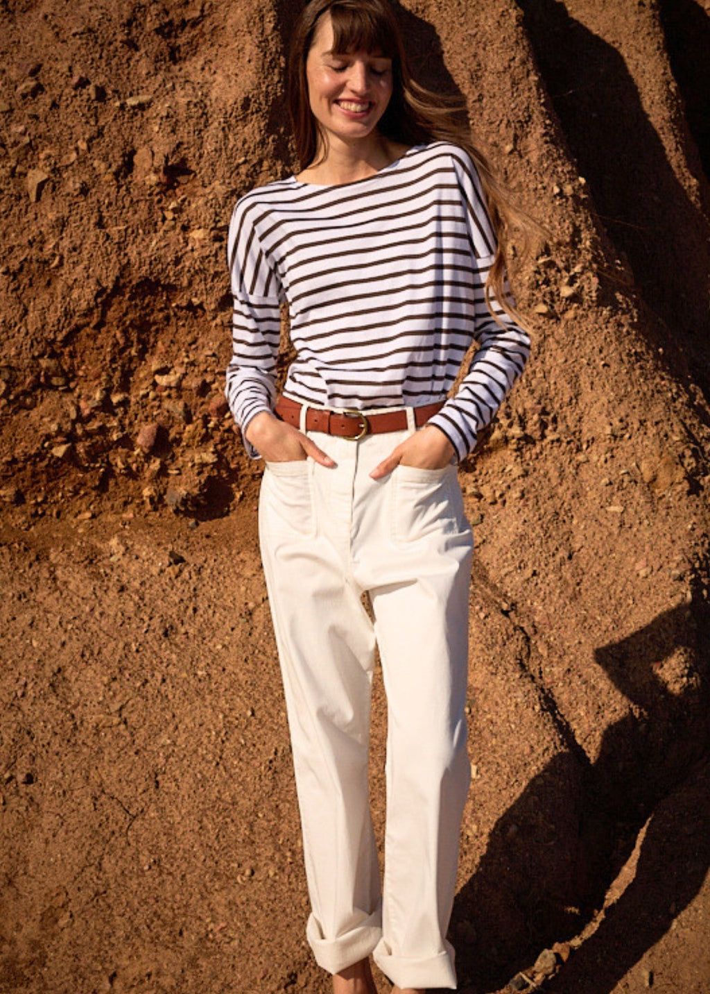 Saint James ENZA Cotton Twill Straight Leg Pants (IVORY)