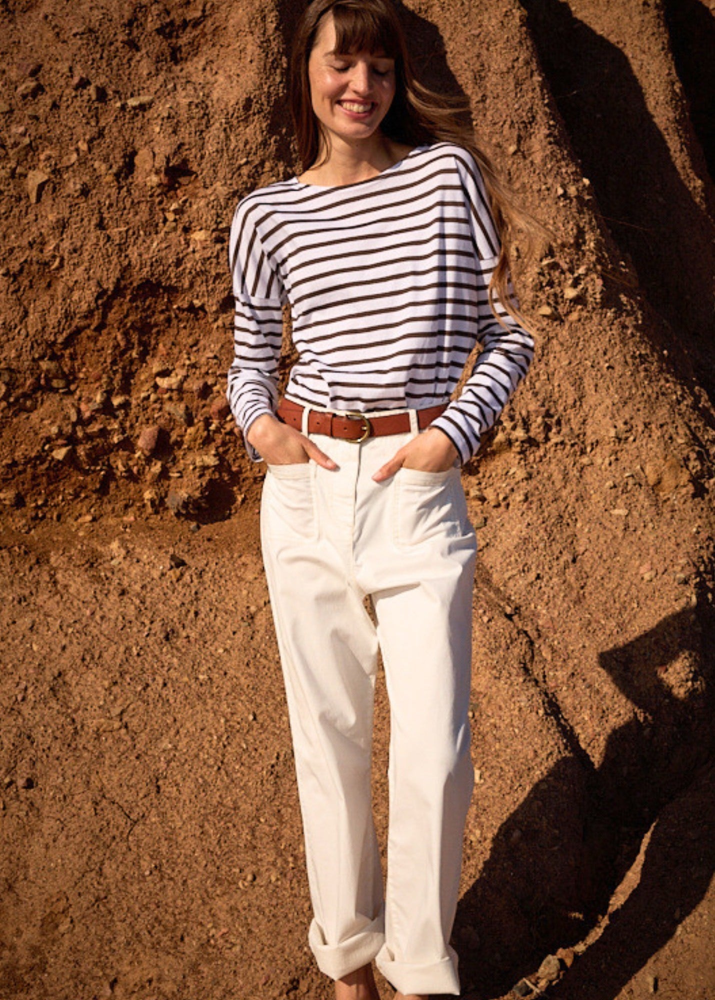 Saint James ENZA Cotton Twill Straight Leg Pants (IVORY)