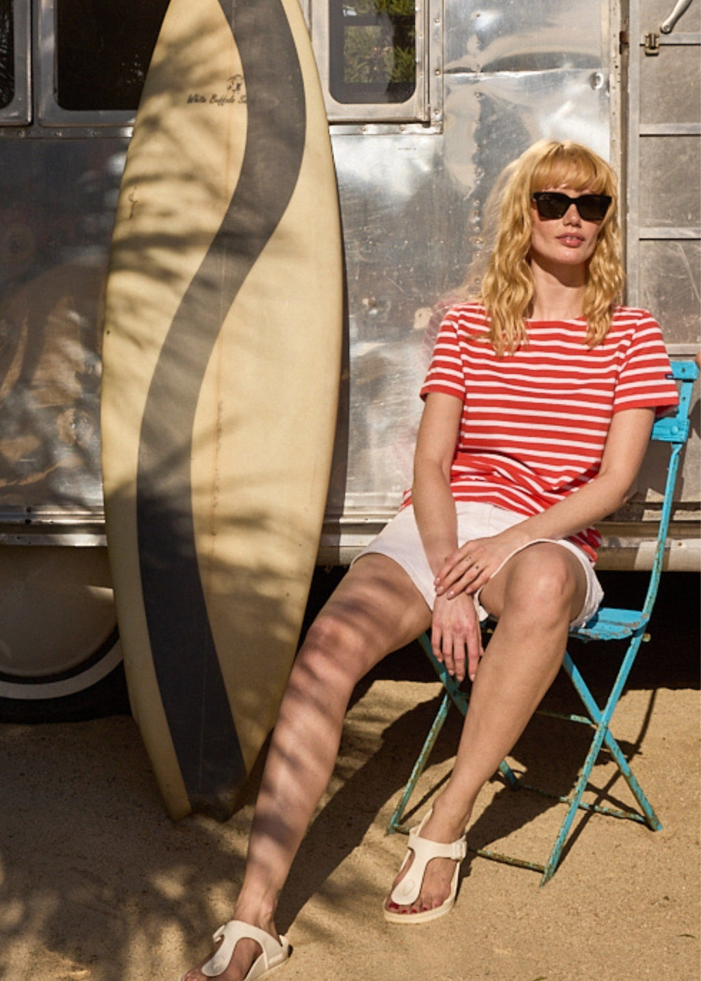 Saint James ETRILLE II Nautical Striped Tee (POPPY RED / WHITE)