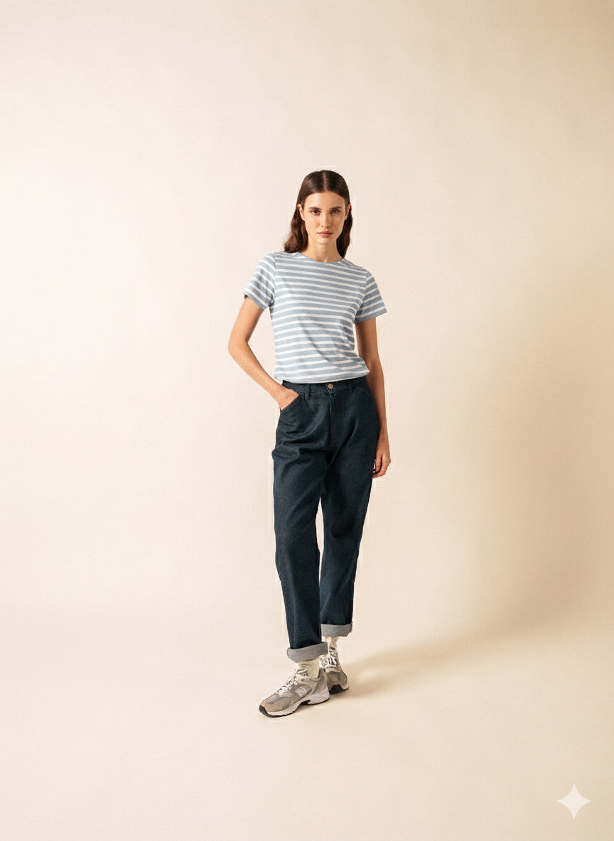 Saint James ETRILLE II Nautical Striped Tee (SKYLIGHT BLUE / WHITE)