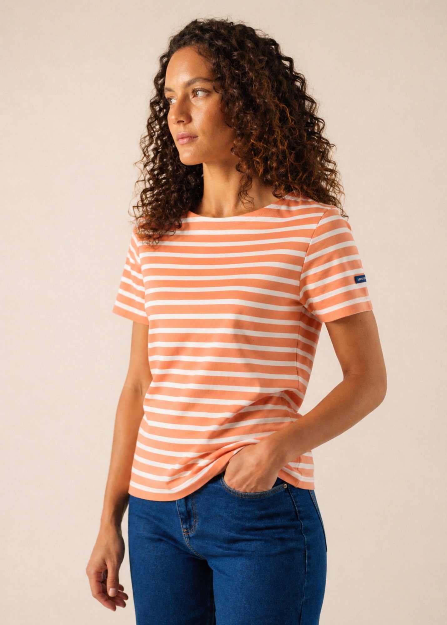 Saint James ETRILLE II Nautical Striped Tee (CLAY / WHITE)