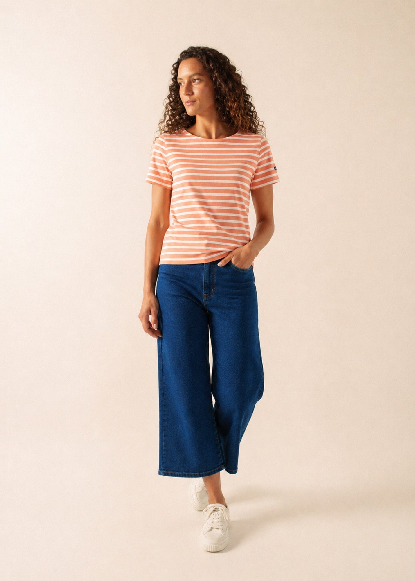 Saint James ETRILLE II Nautical Striped Tee (CLAY / WHITE)