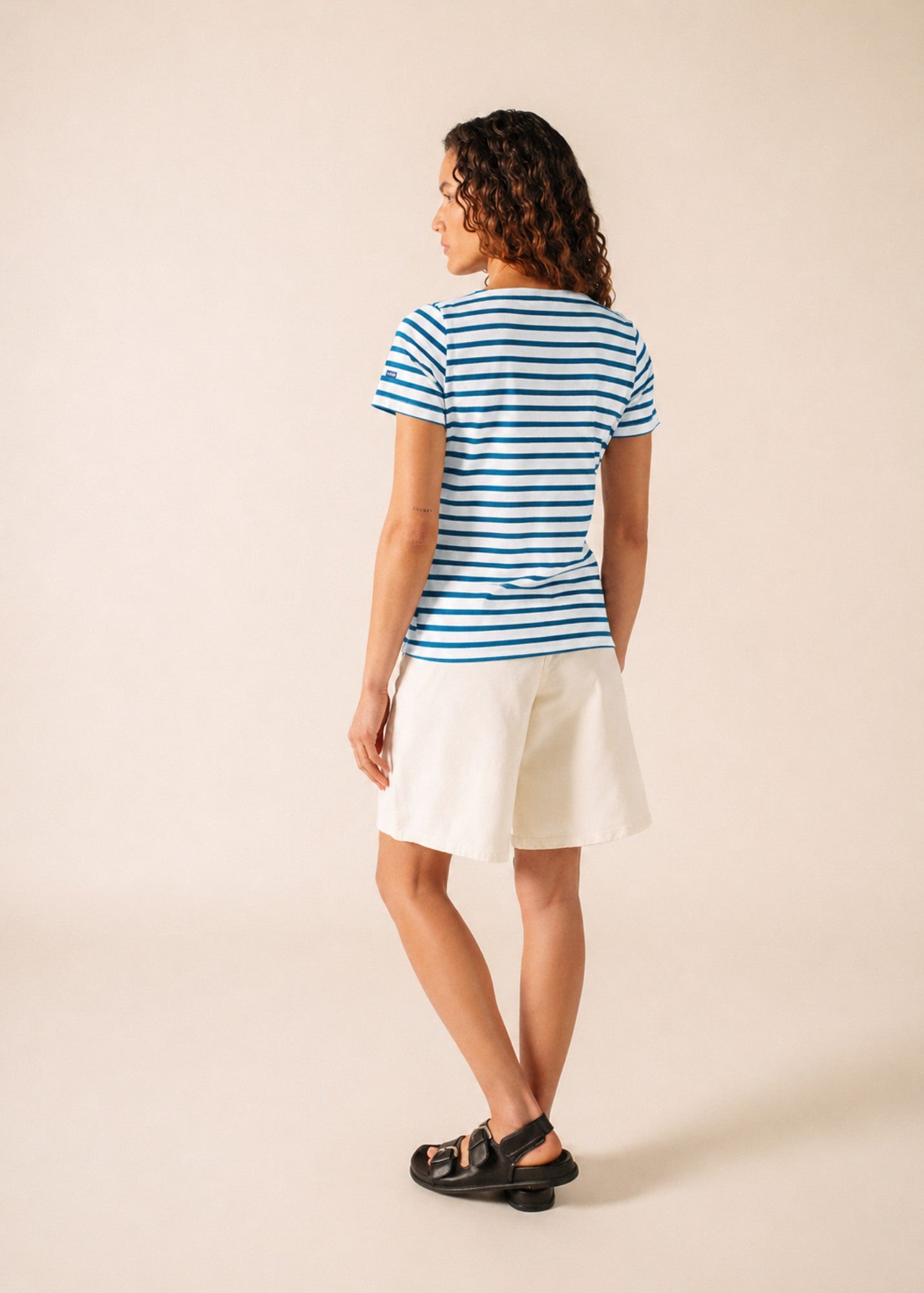 Saint James ETRILLE II Nautical Striped Tee (WHITE / CAPRI BLUE)