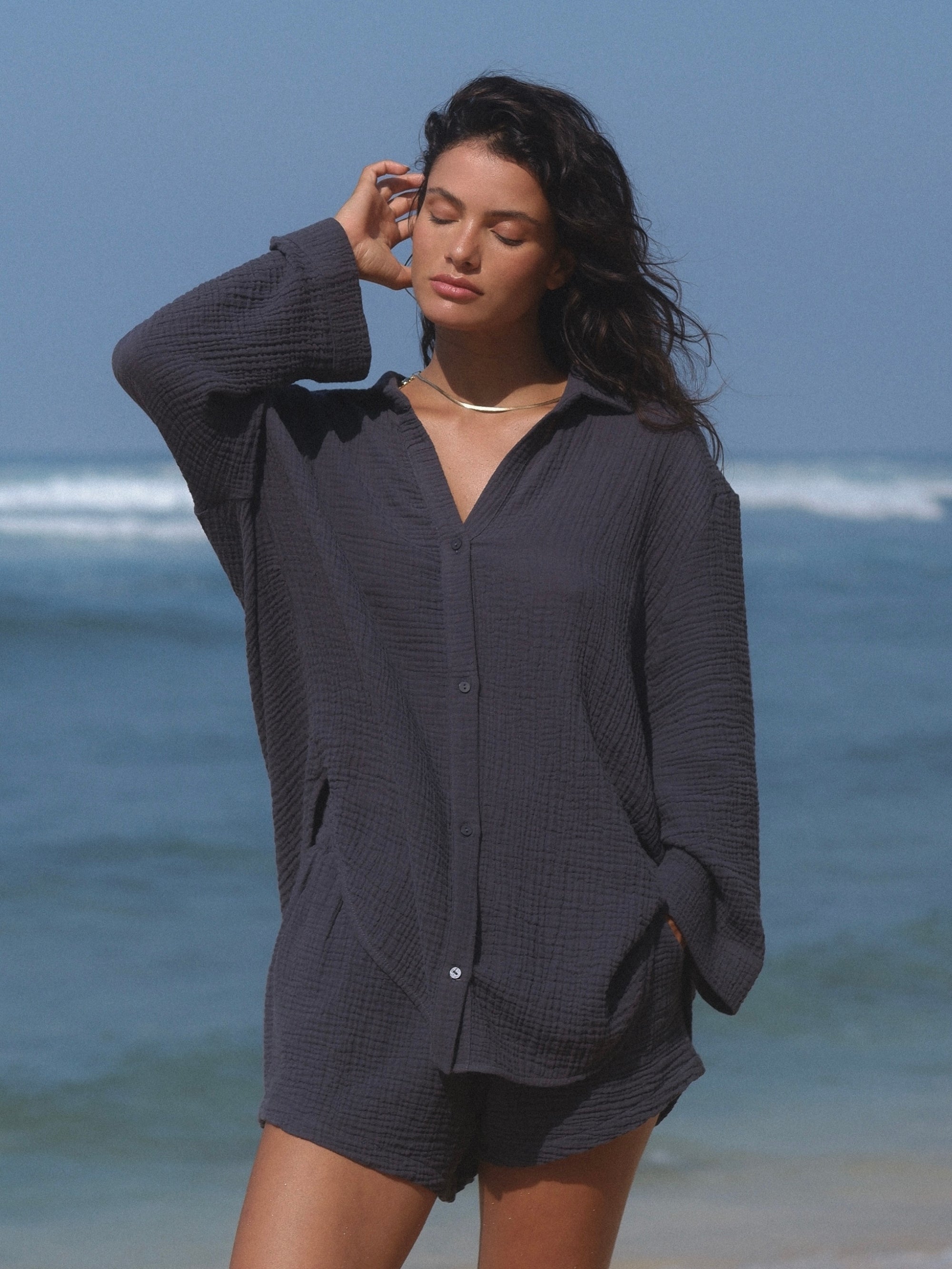 The Handloom Echo Maxi Set Navy