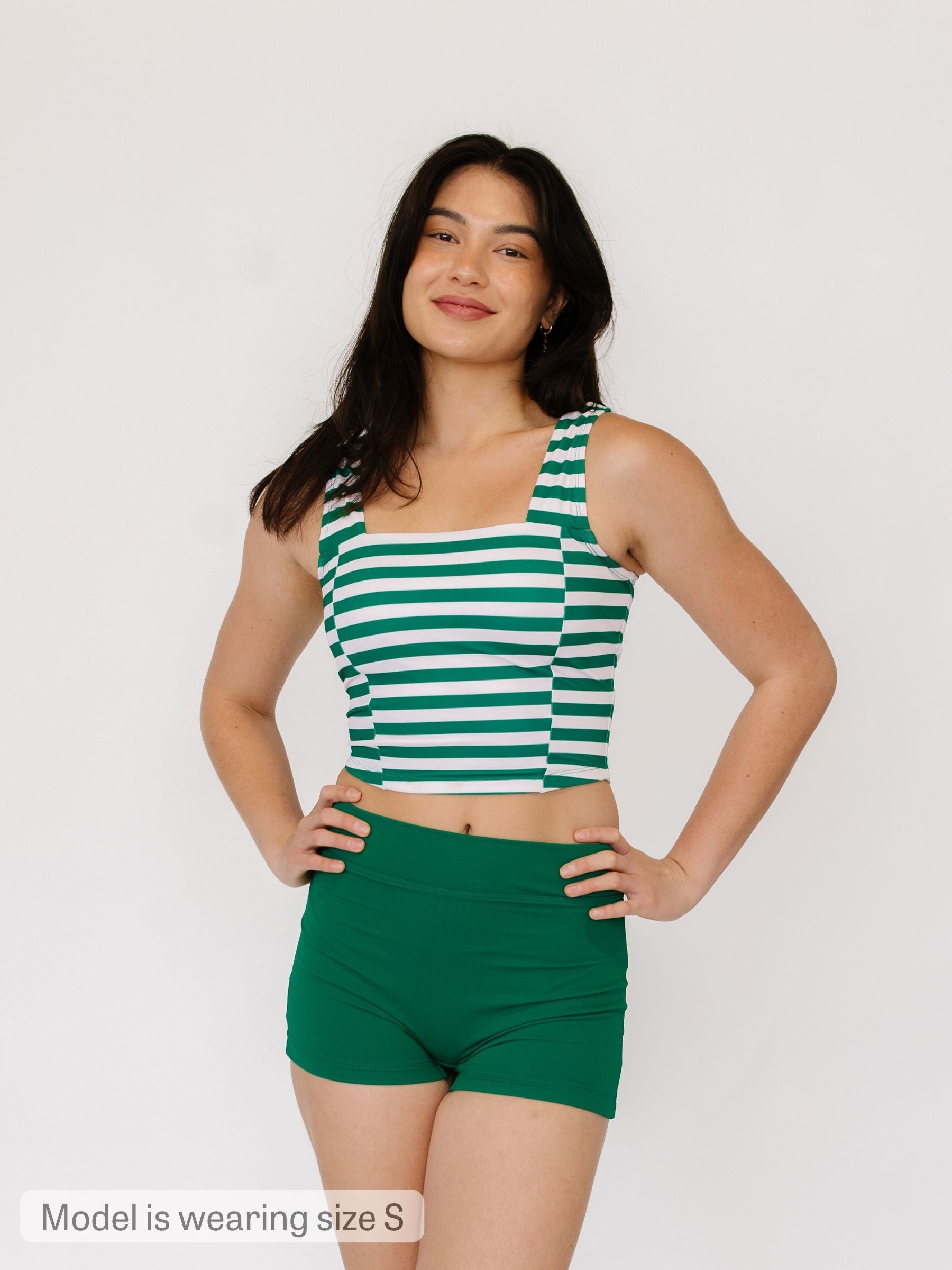 Emerald Stripe Square Neck Crop