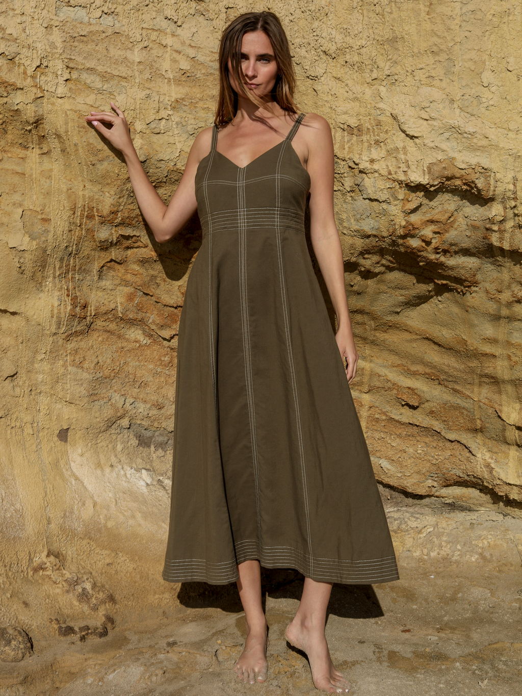 Eva Maxi Dress - Khaki Green