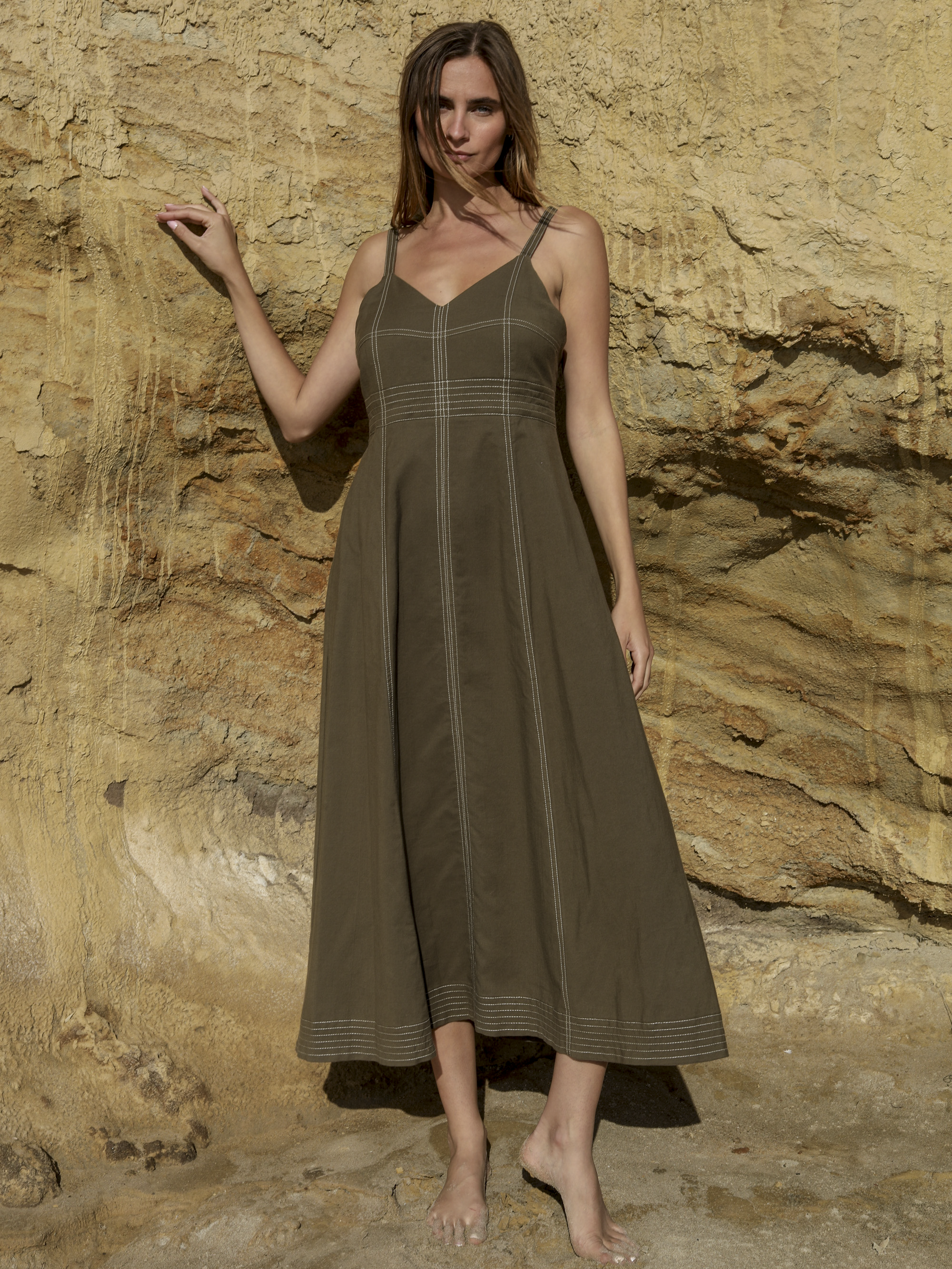 Eva Maxi Dress - Khaki Green