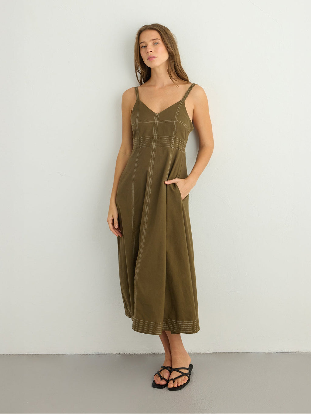 Eva Maxi Dress - Khaki Green