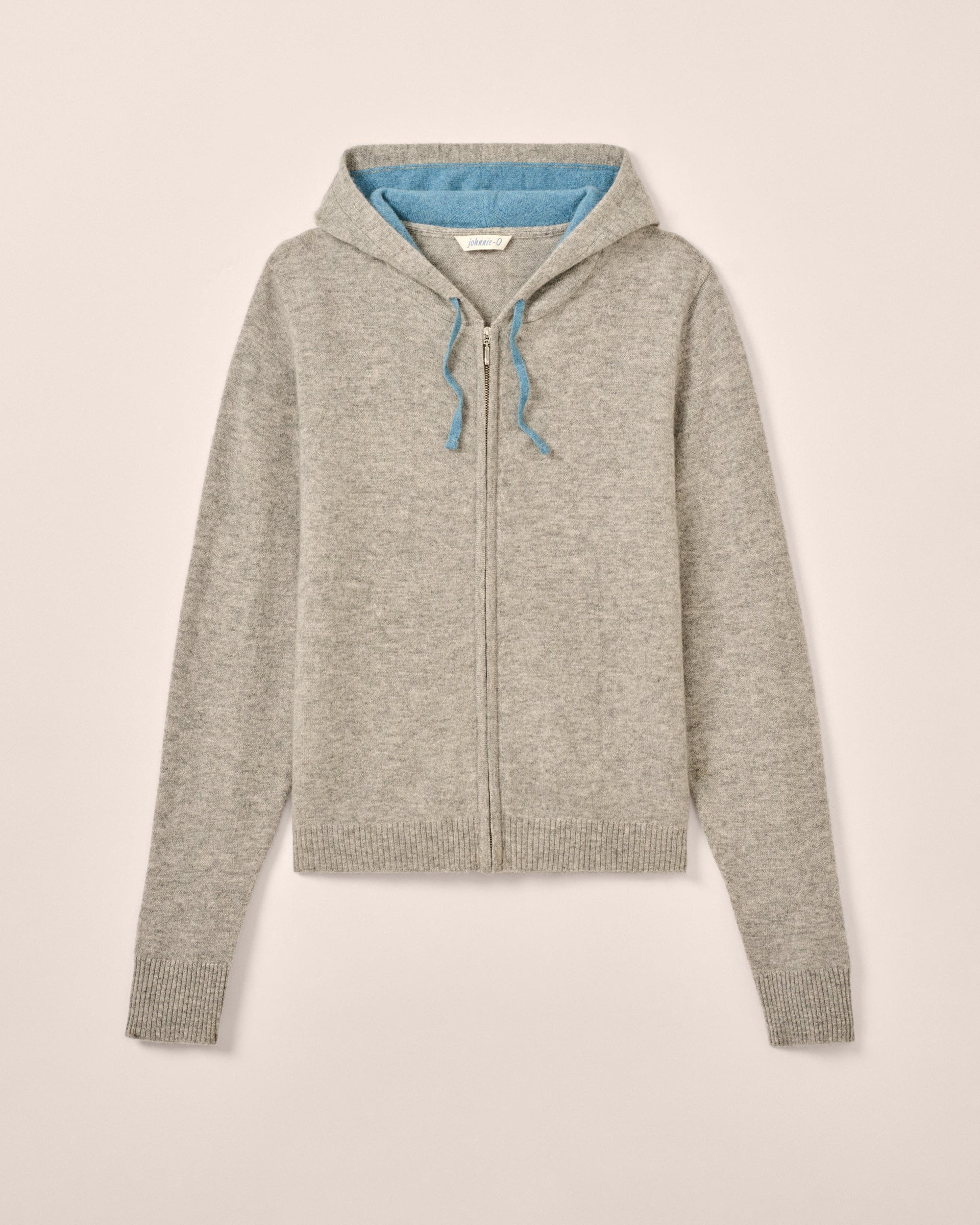 Johnnie-O Amanda Cashmere Full Zip Hooded Sweater, Heather Gray
