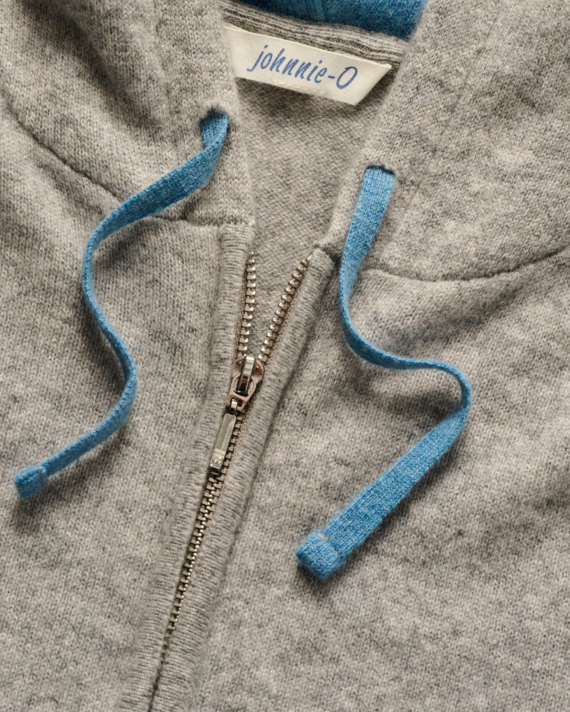 Johnnie-O Amanda Cashmere Full Zip Hooded Sweater, Heather Gray