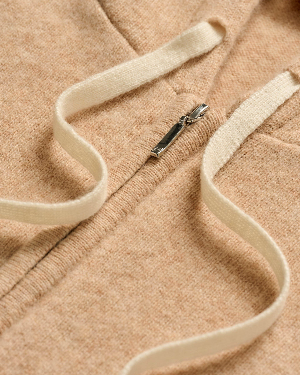 Johnnie-O Amanda Cashmere Full Zip Hooded Sweater, Oatmeal