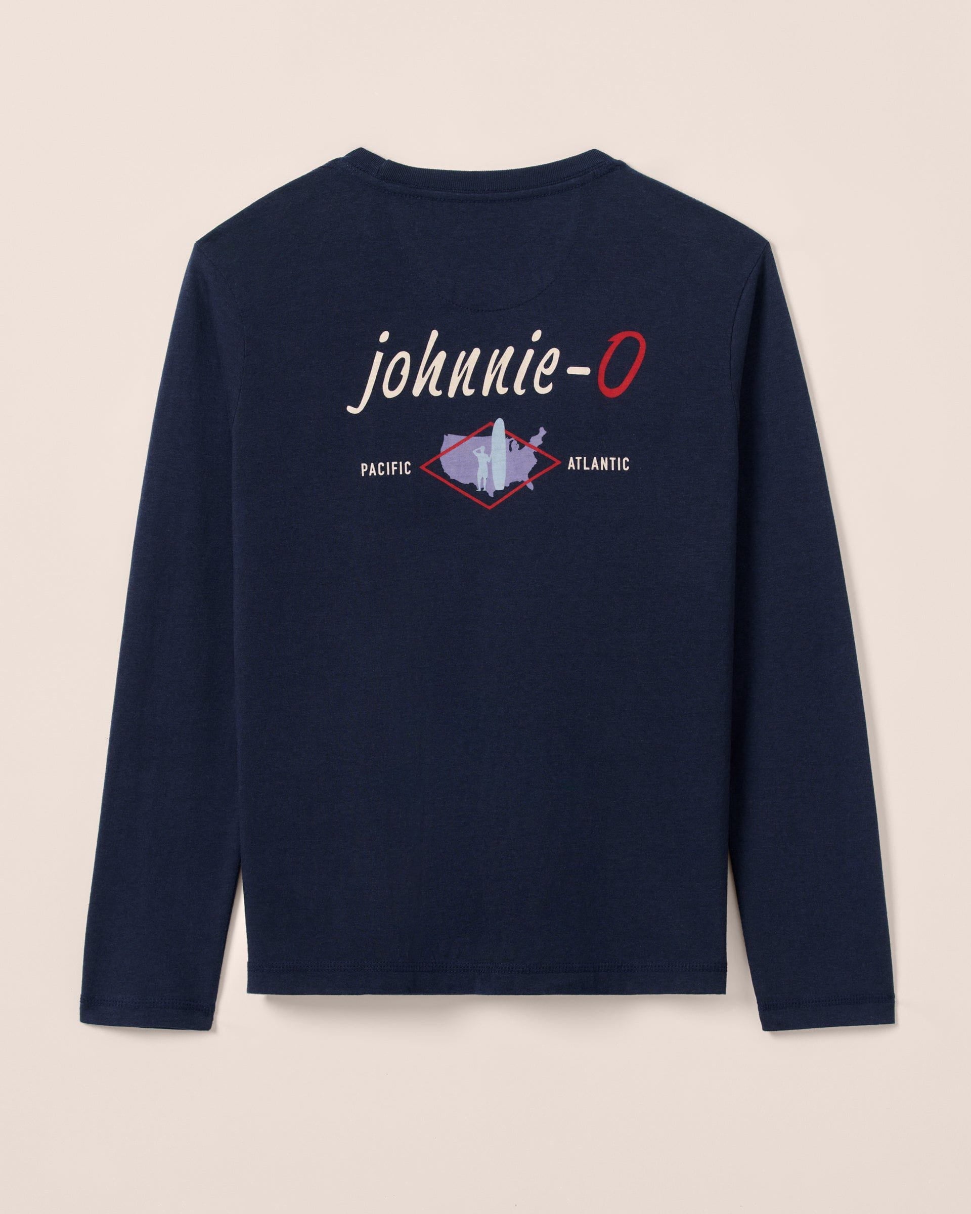 Johnnie-O Coastal Way Jr. Long Sleeve Pocket T-Shirt, Navy