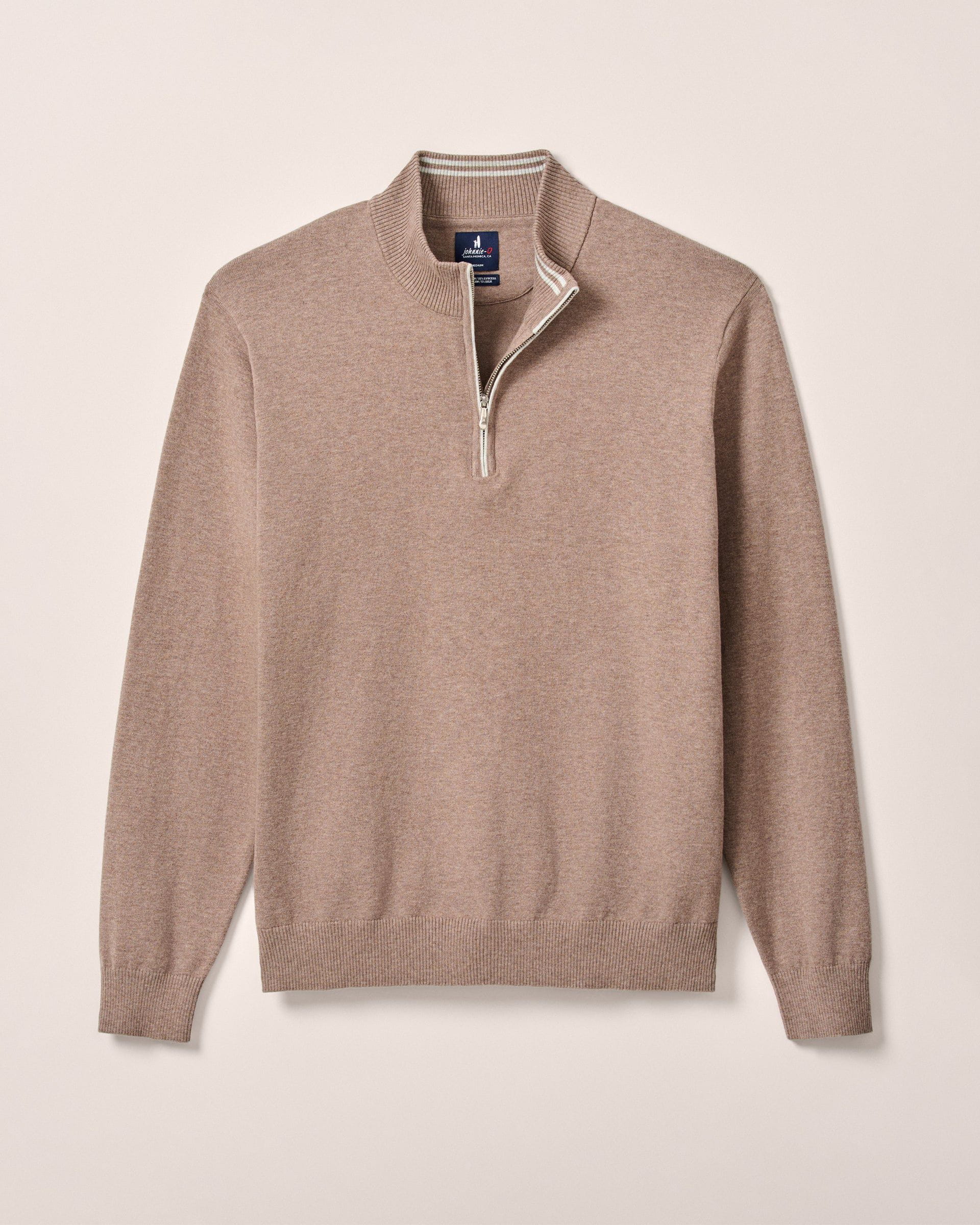 Johnnie-O Desmond Plaited Cotton Blend 1/4 Zip Sweater, Alpaca
