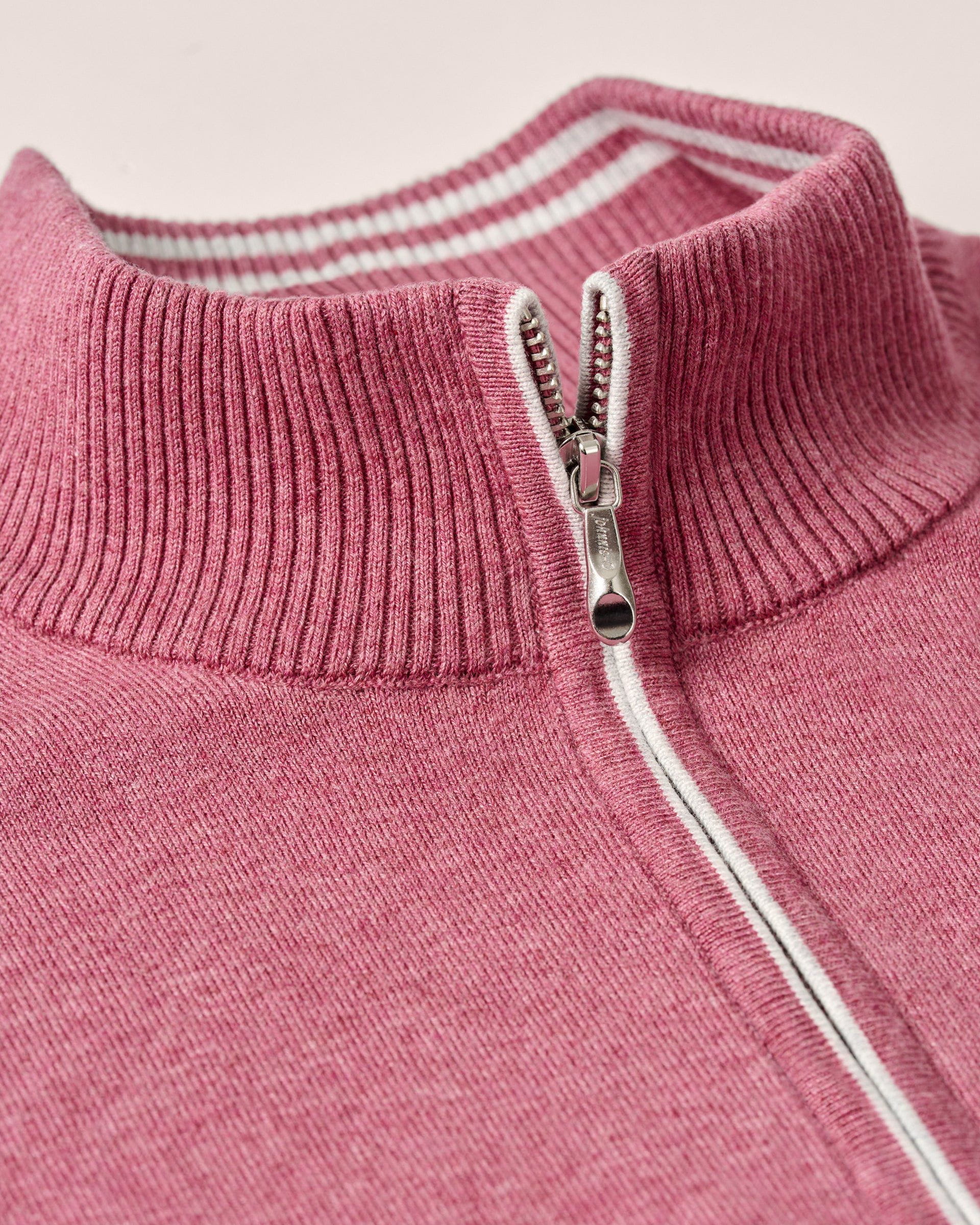 Johnnie-O Desmond Plaited Cotton Blend 1/4 Zip Sweater, Berry