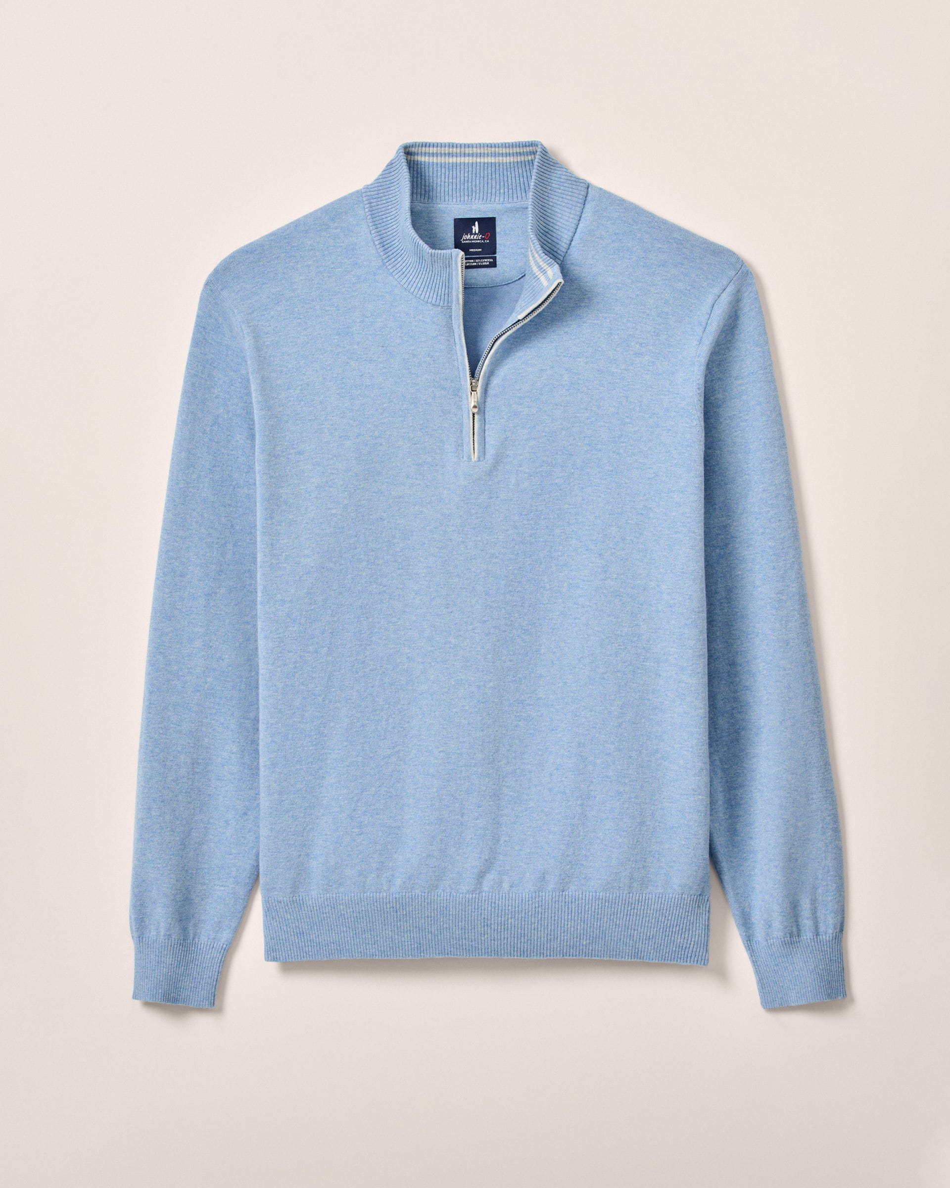 Johnnie-O Desmond Plaited Cotton Blend 1/4 Zip Sweater, Infinity