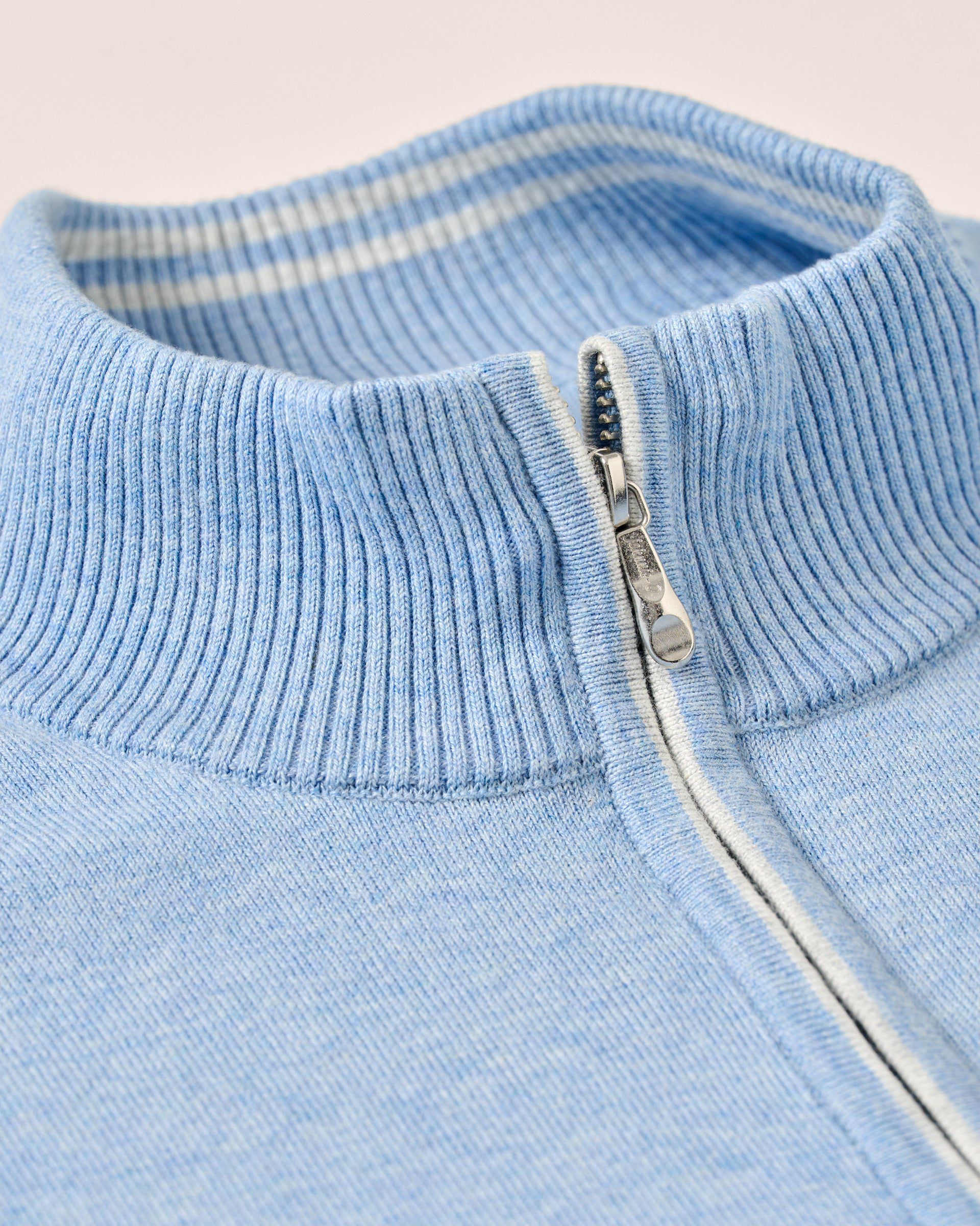 Johnnie-O Desmond Plaited Cotton Blend 1/4 Zip Sweater, Infinity