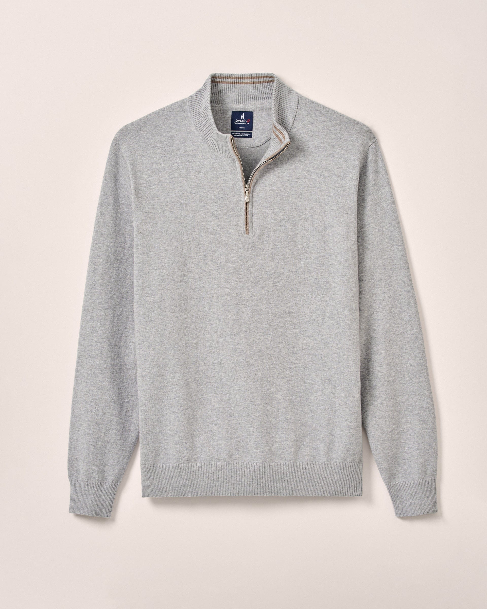 Johnnie-O Desmond Plaited Cotton Blend 1/4 Zip Sweater, Pebble