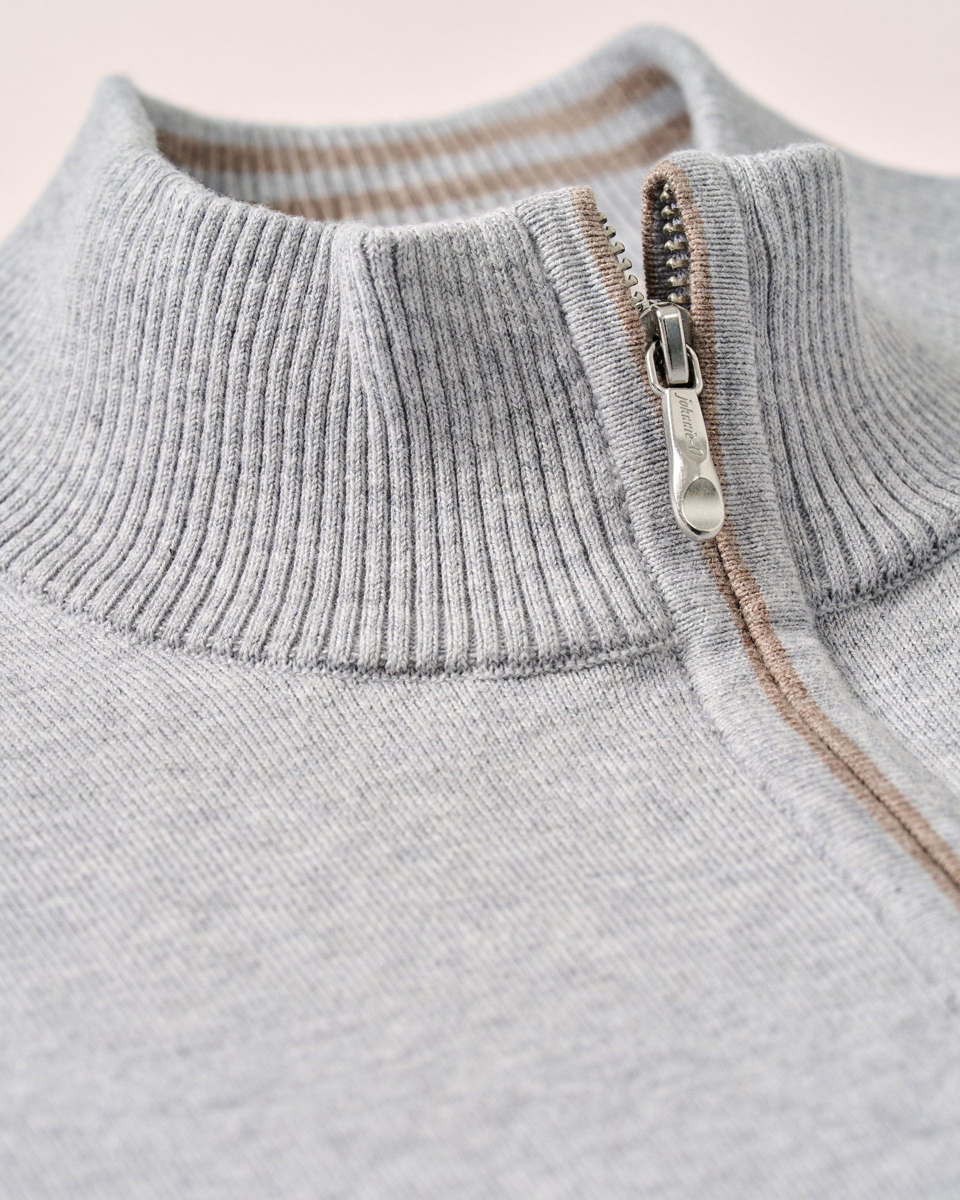 Johnnie-O Desmond Plaited Cotton Blend 1/4 Zip Sweater, Pebble