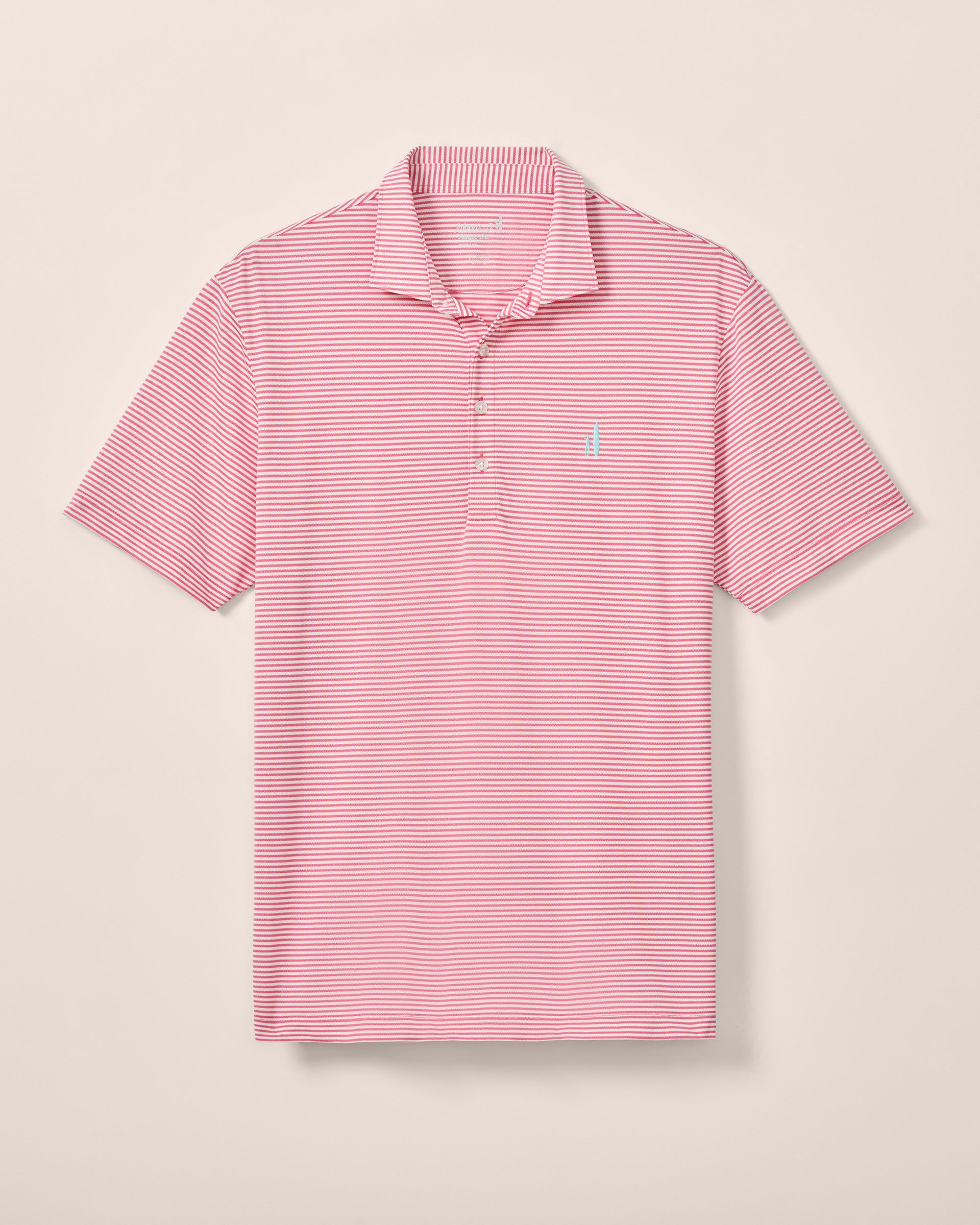 Johnnie-O Performance Mesh Polo - Dru Stripe, Azalea