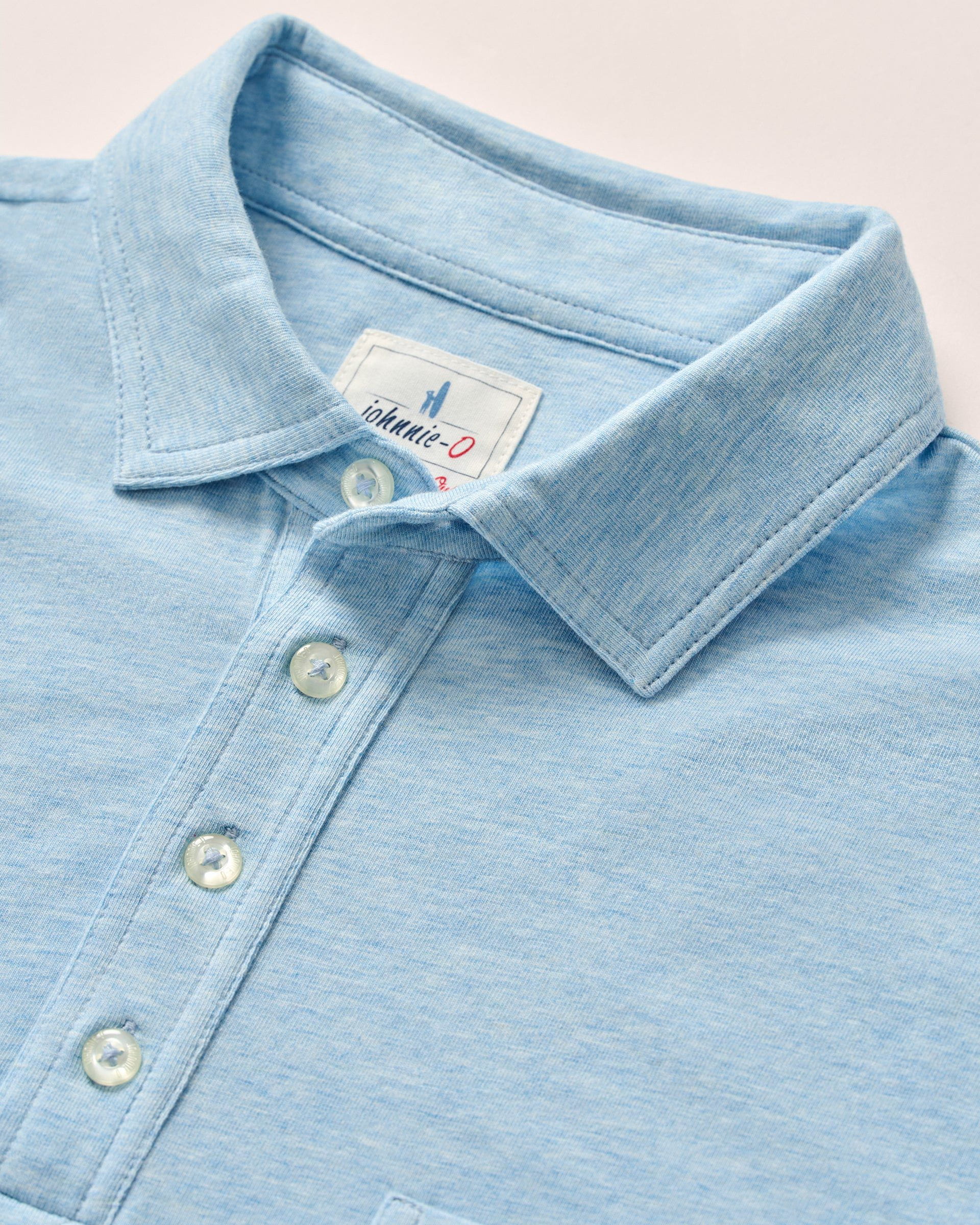 Johnnie-O Original 4-Button Polo - Heather Solid, Cloud Blue