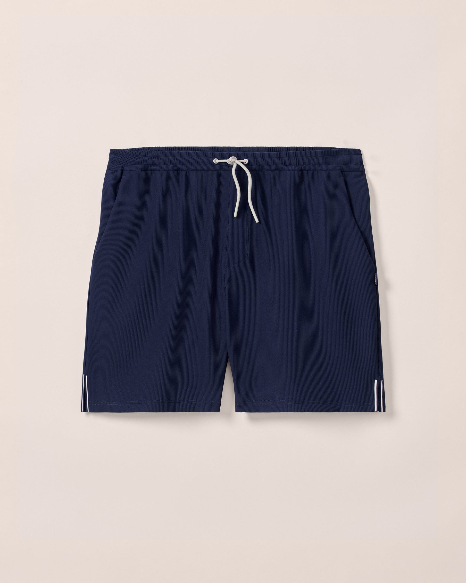 Johnnie-O Jumpin Ribbed Knit Performance Shorts, Navy