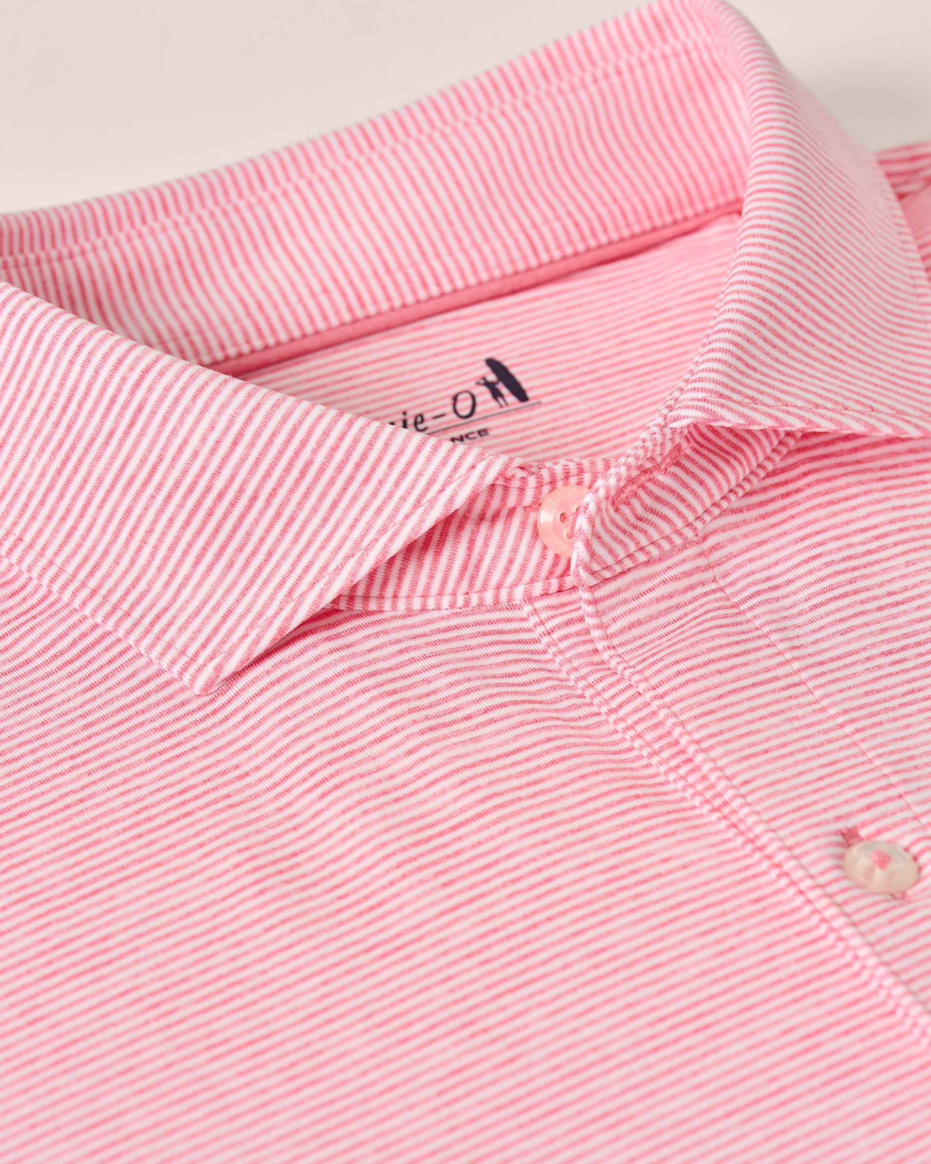 Johnnie-O Performance Jersey Polo - Lyndonn Stripe, Azalea