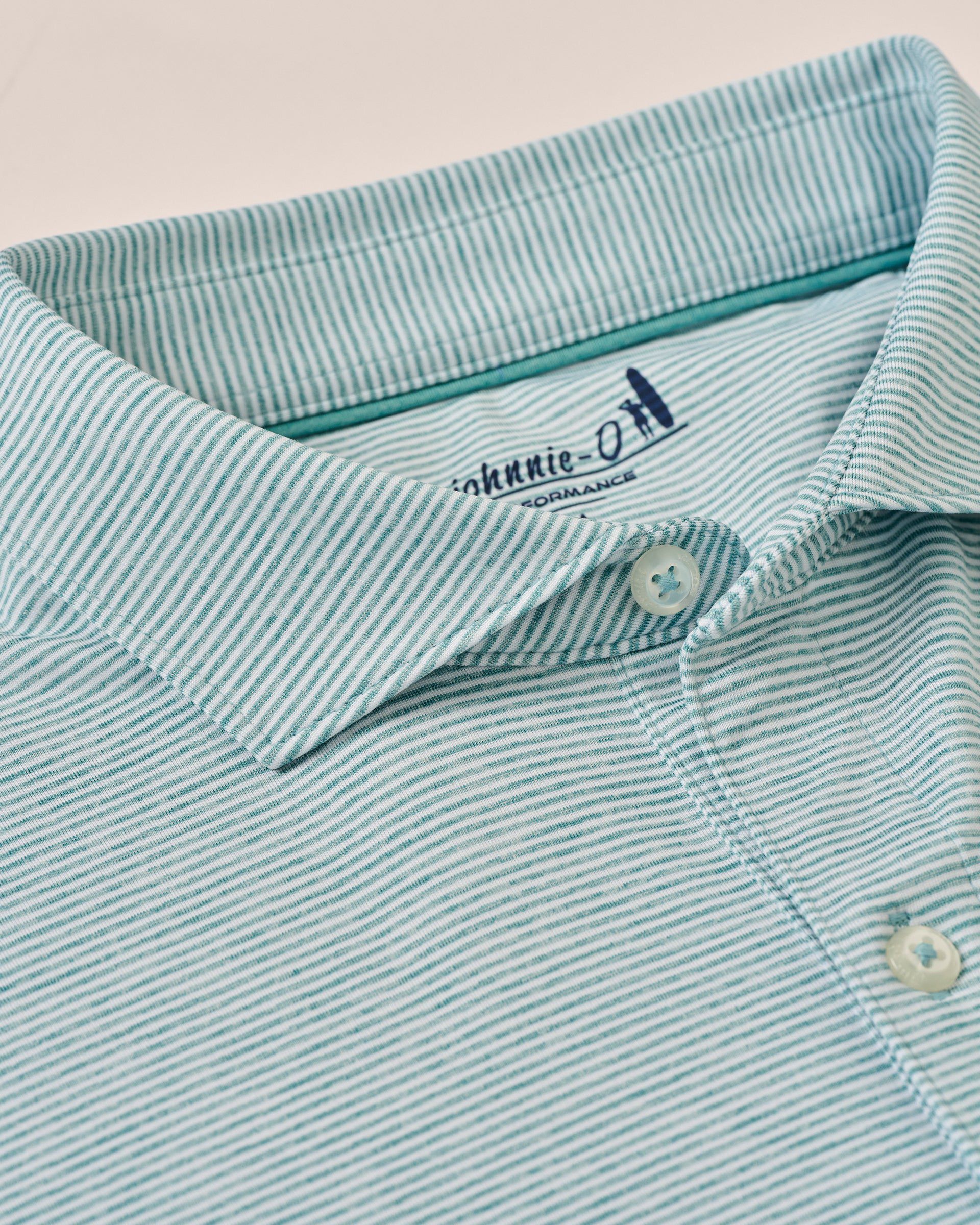 Johnnie-O Performance Jersey Polo - Lyndonn Stripe, Gulf Blue