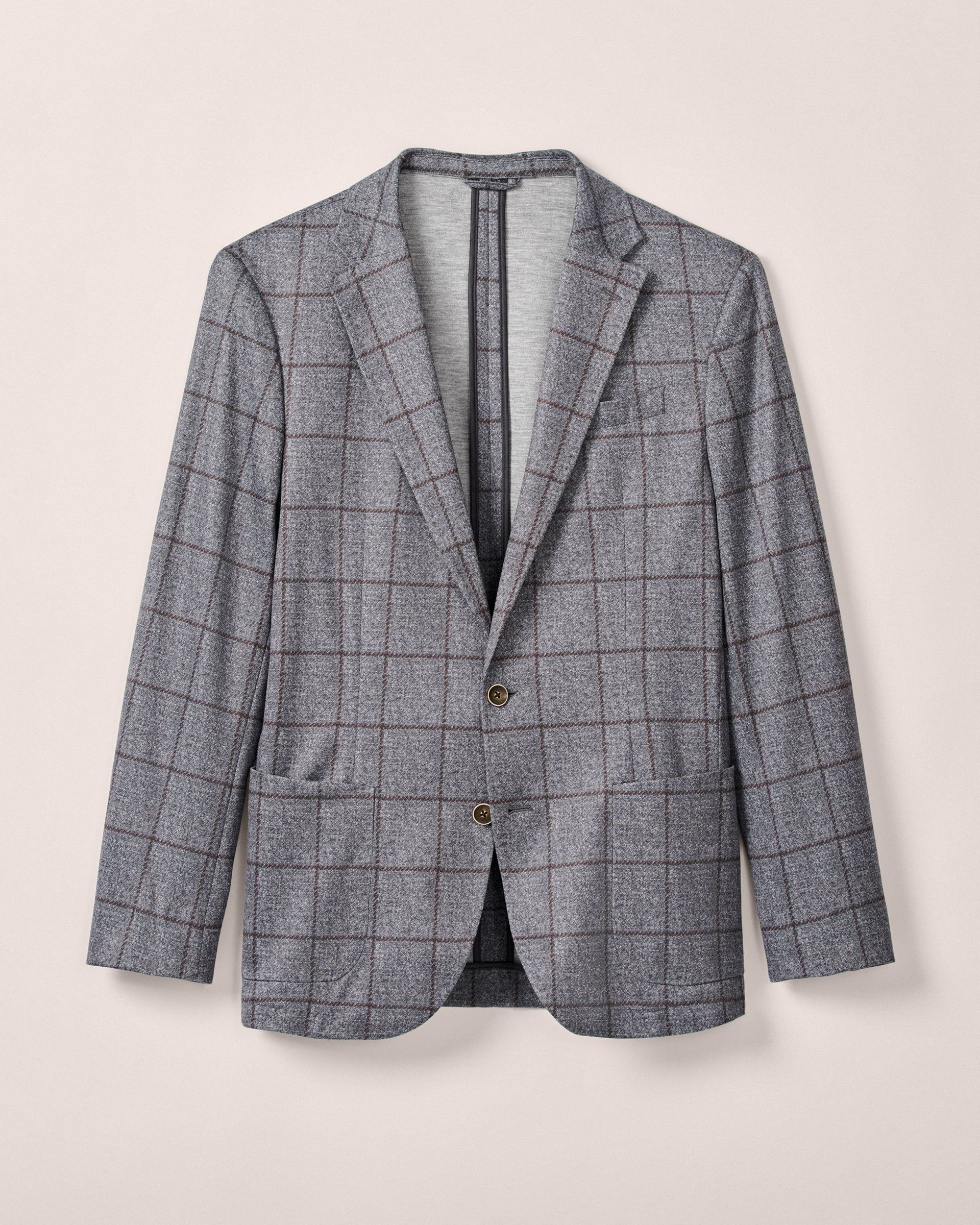 Johnnie-O Malachi Top Shelf Windowpane Knit Sport Coat, Gray
