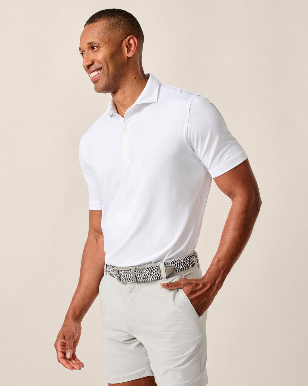Johnnie-O Performance Jersey Polo - Birdie Solid, White