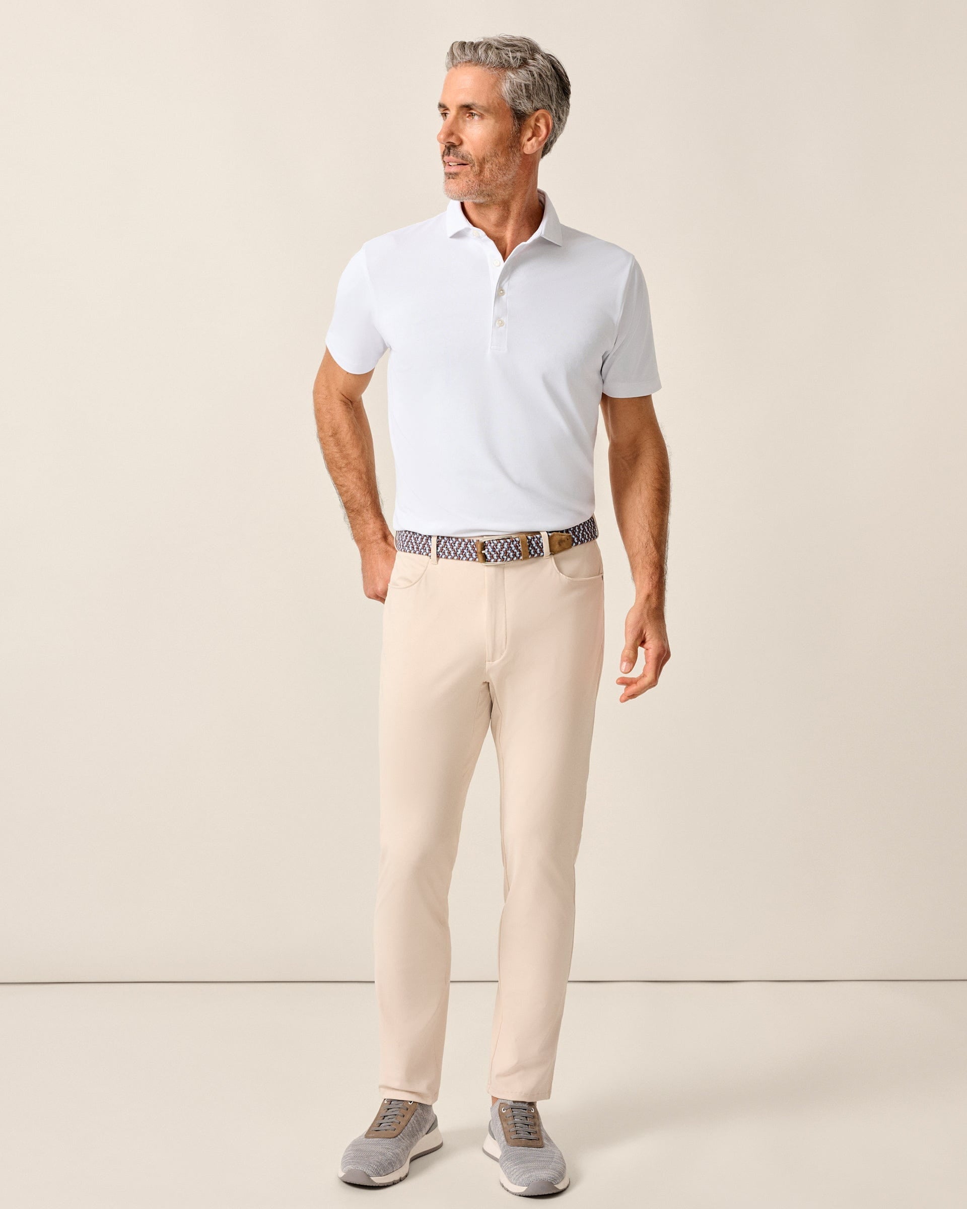Johnnie-O Performance Mesh Polo - Solid, White