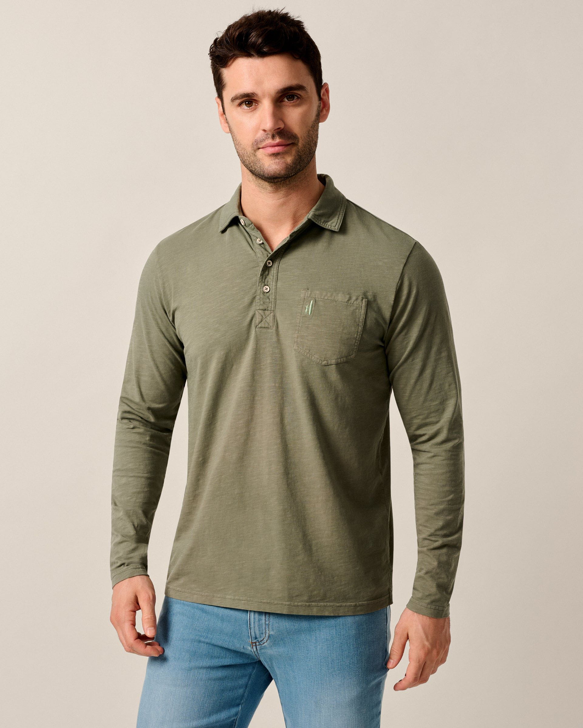 Johnnie-O Long Sleeve Original 4-Button Polo - Coastal Wash