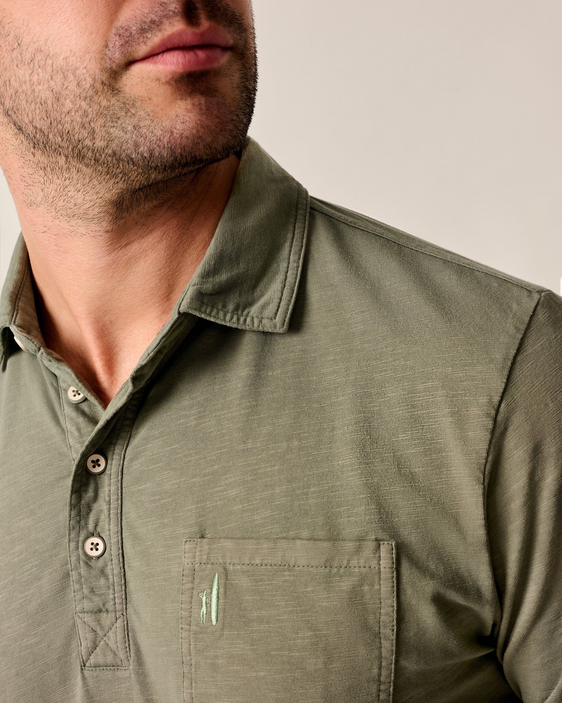 Johnnie-O Long Sleeve Original 4-Button Polo - Coastal Wash