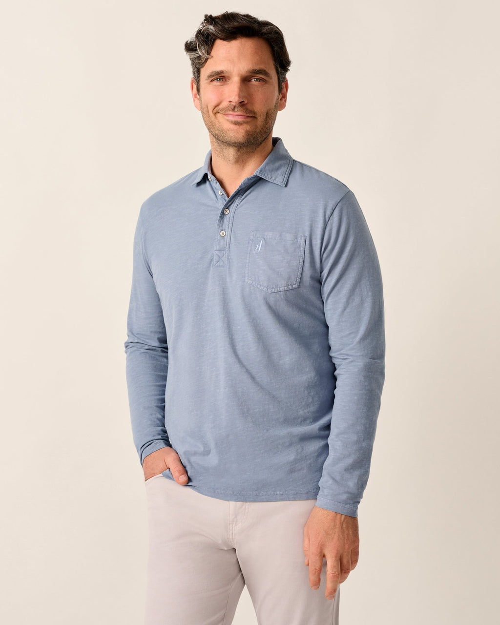Johnnie-O Long Sleeve Original 4-Button Polo - Coastal Wash