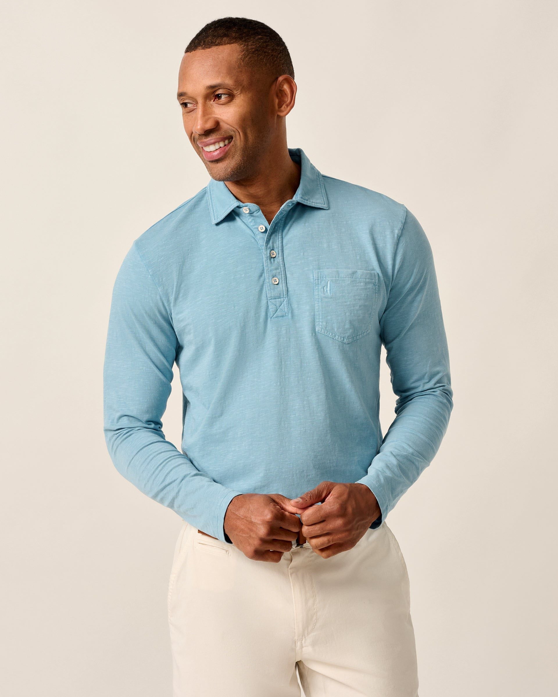 Johnnie-O Long Sleeve Original 4-Button Polo - Coastal Wash