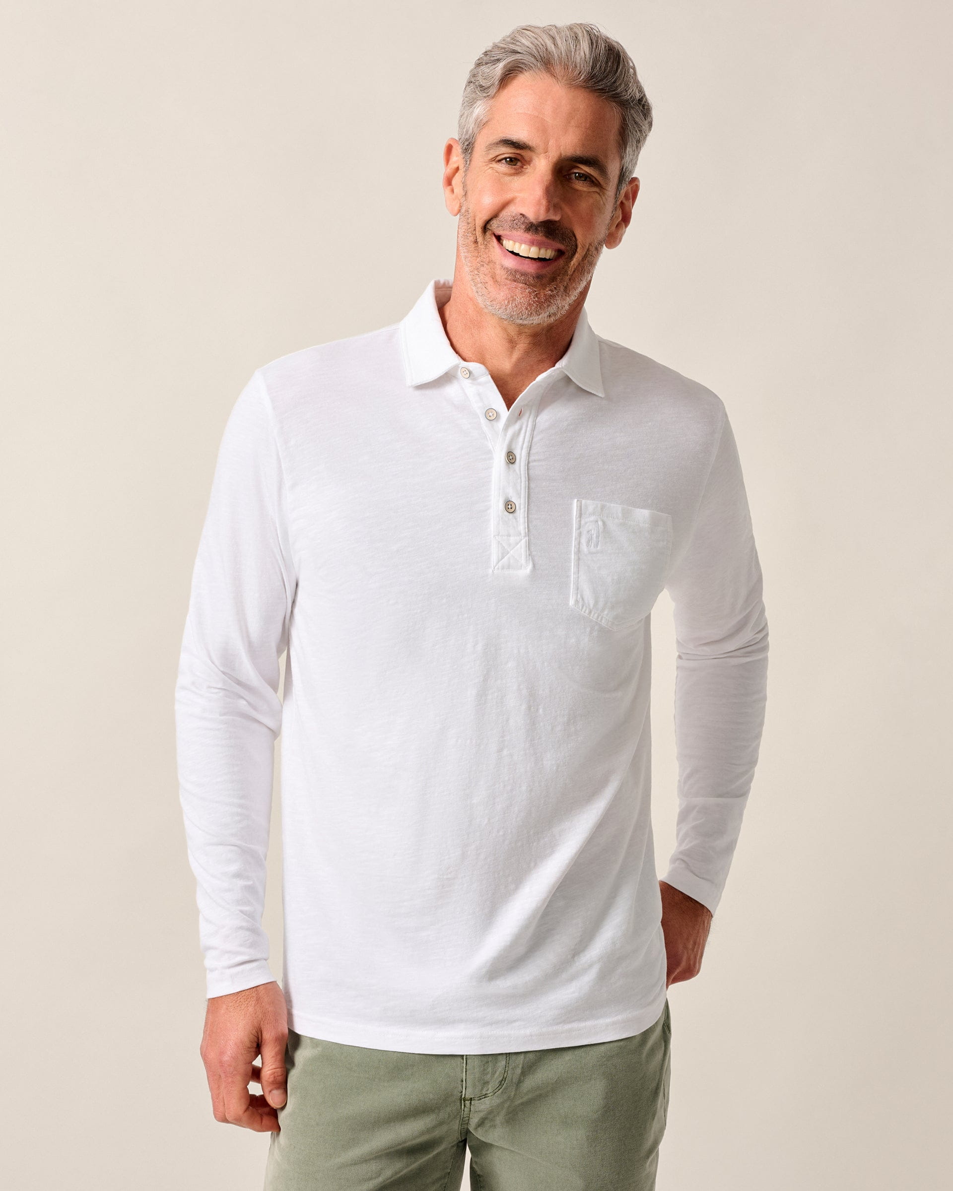 Johnnie-O Long Sleeve Original 4-Button Polo - Coastal Wash