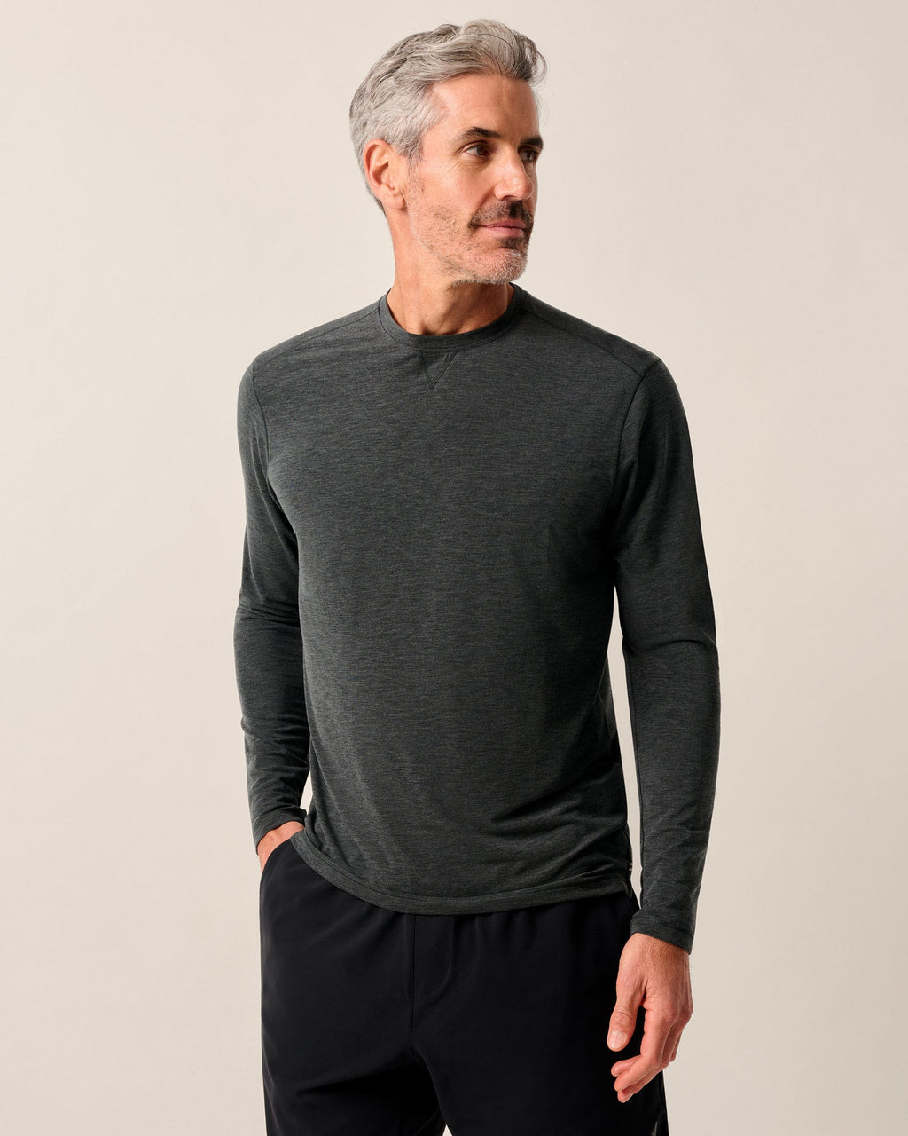 Johnnie-O The Course Performance T-Shirt - Long Sleeve, Heather Black