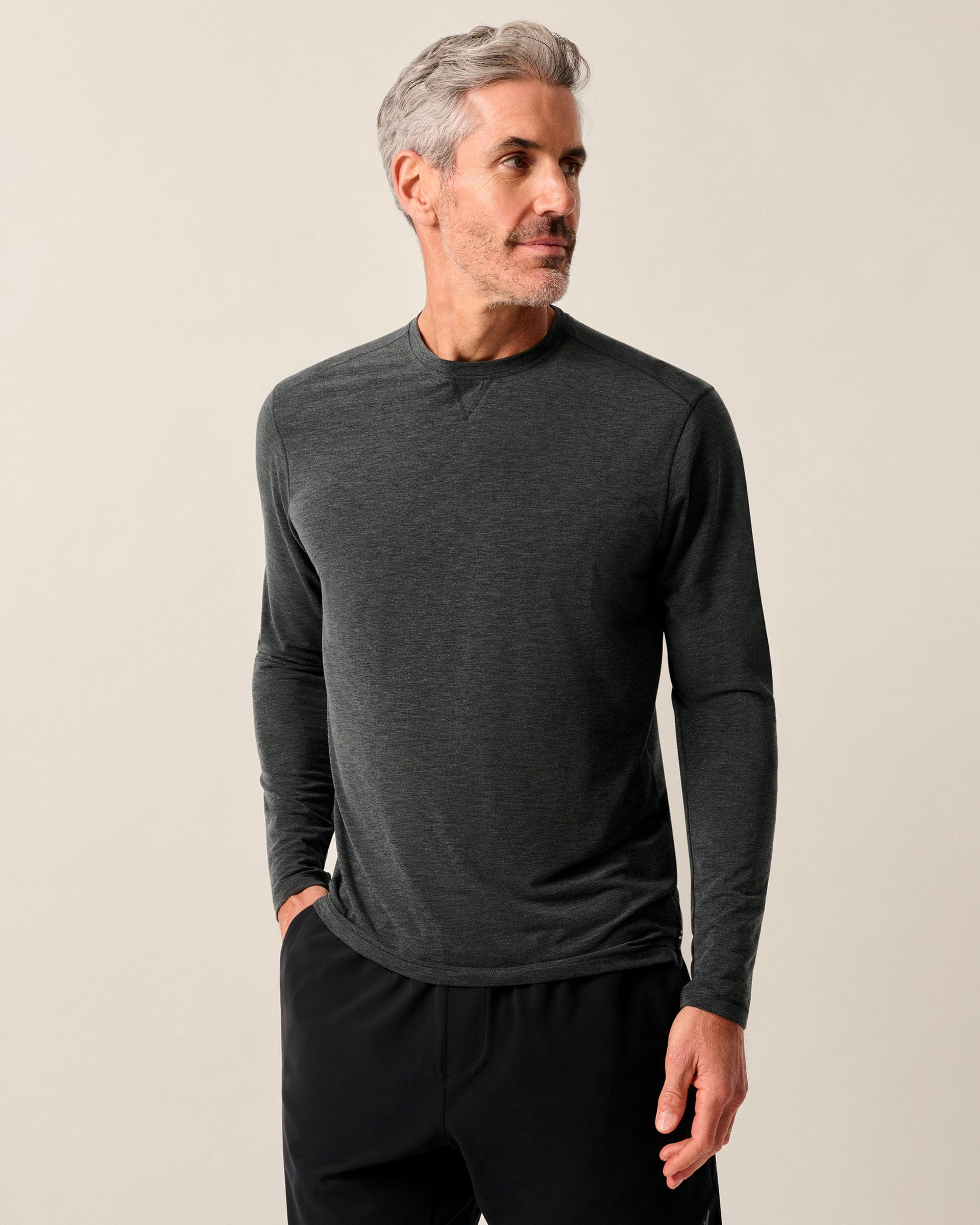Johnnie-O The Course Performance T-Shirt - Long Sleeve, Heather Black
