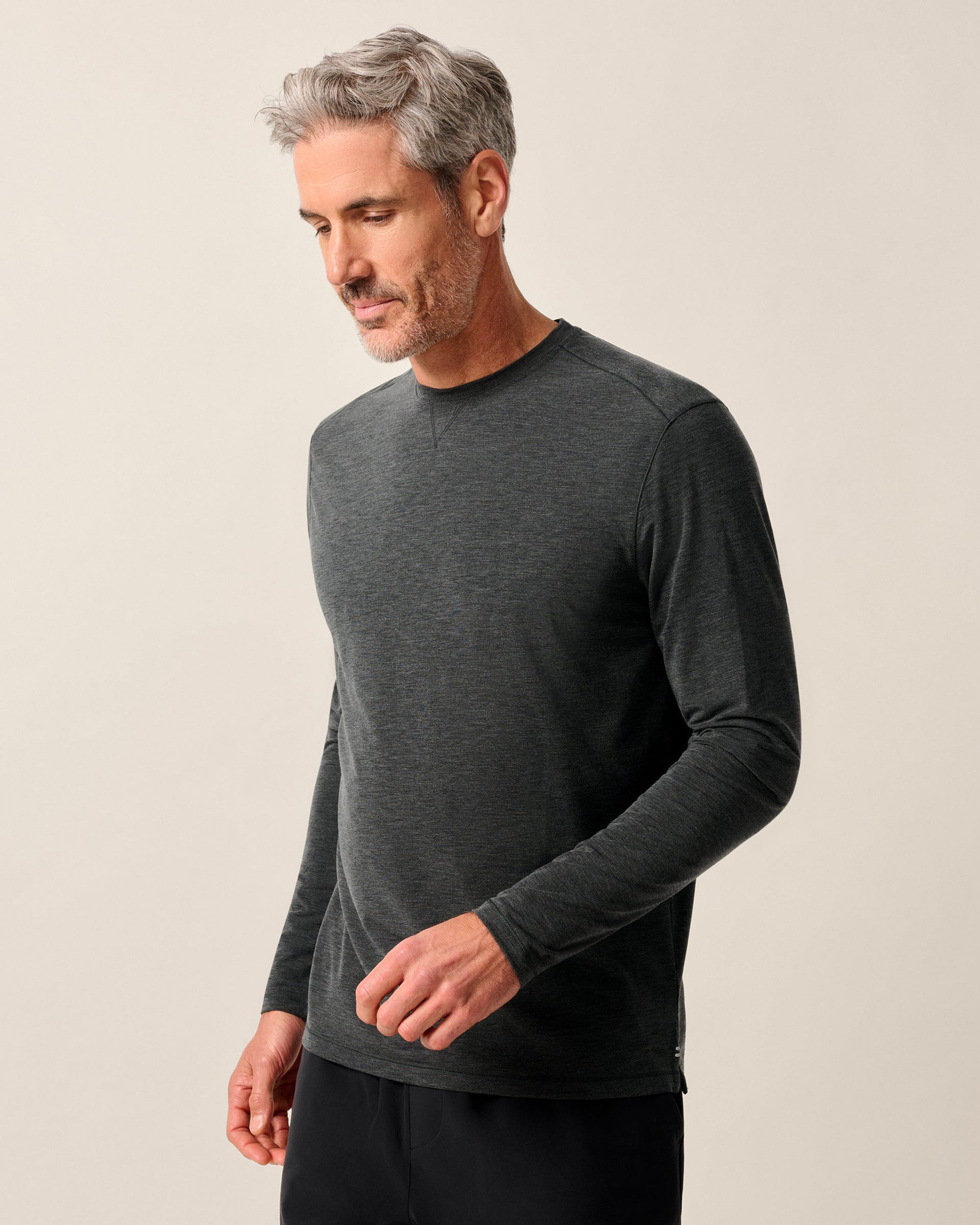 Johnnie-O The Course Performance T-Shirt - Long Sleeve, Heather Black